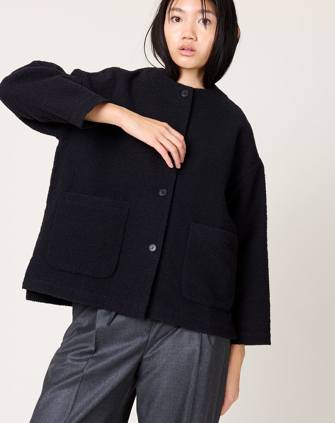 evam eva Wool Jacket in Sumi