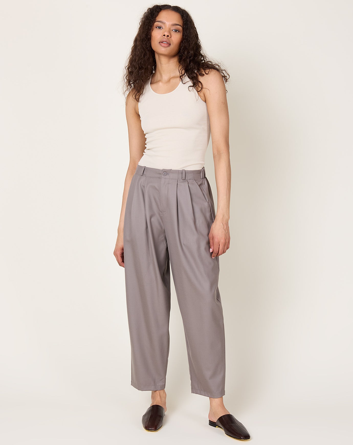 evam eva Wool Volume Pants in Otter Grey