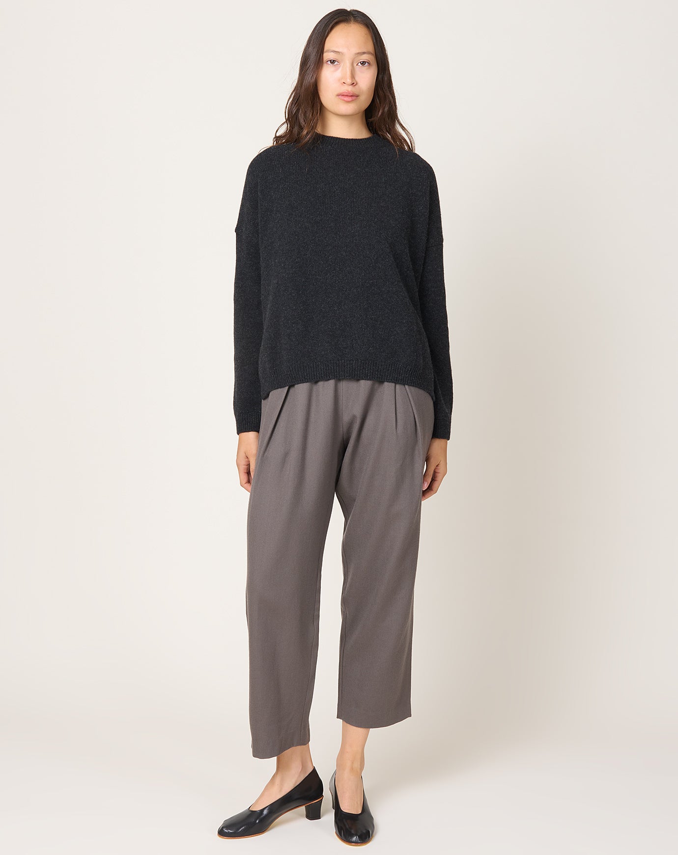 evam eva Wool Wide Pants in Winter Leaf