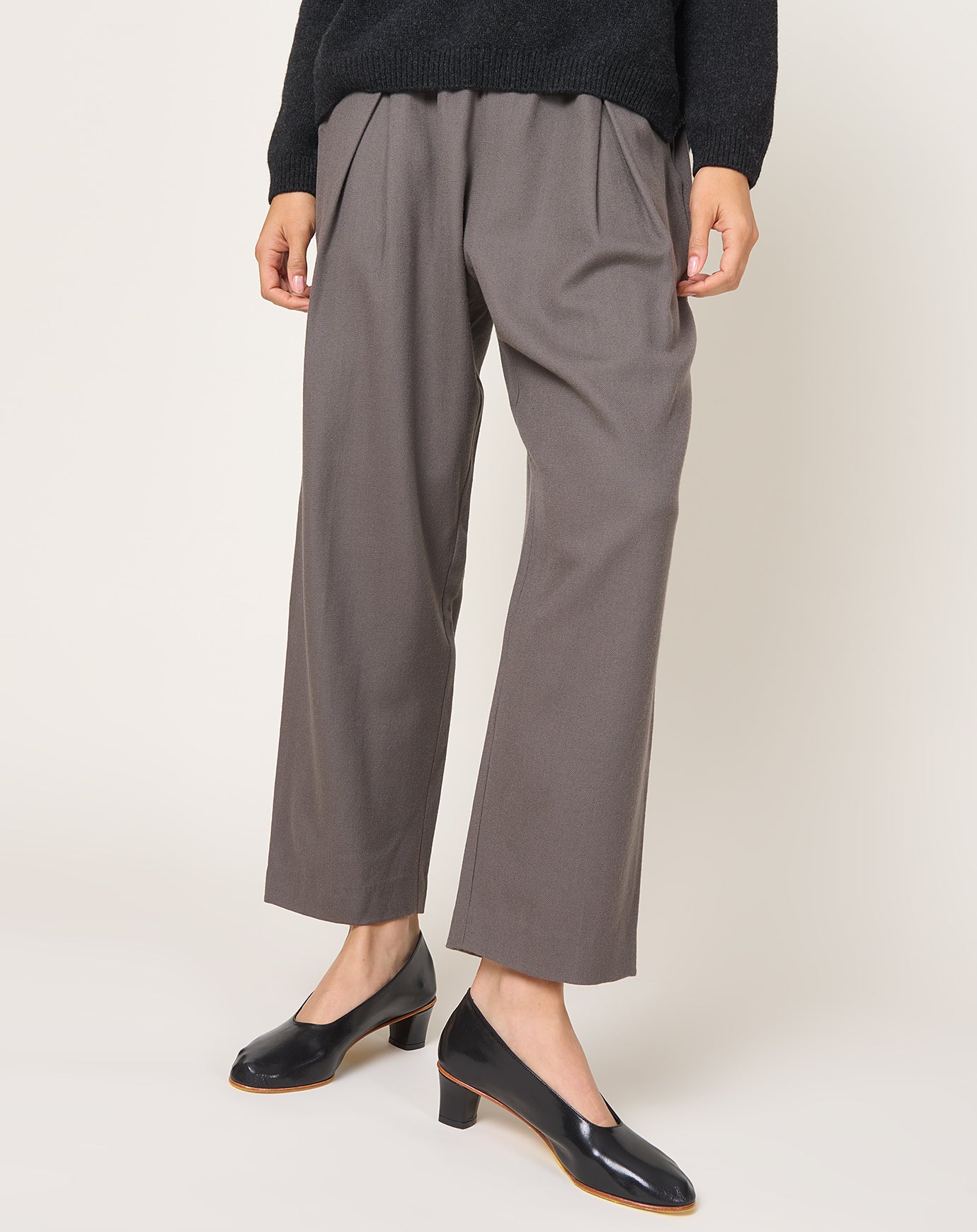 evam eva Wool Wide Pants in Winter Leaf