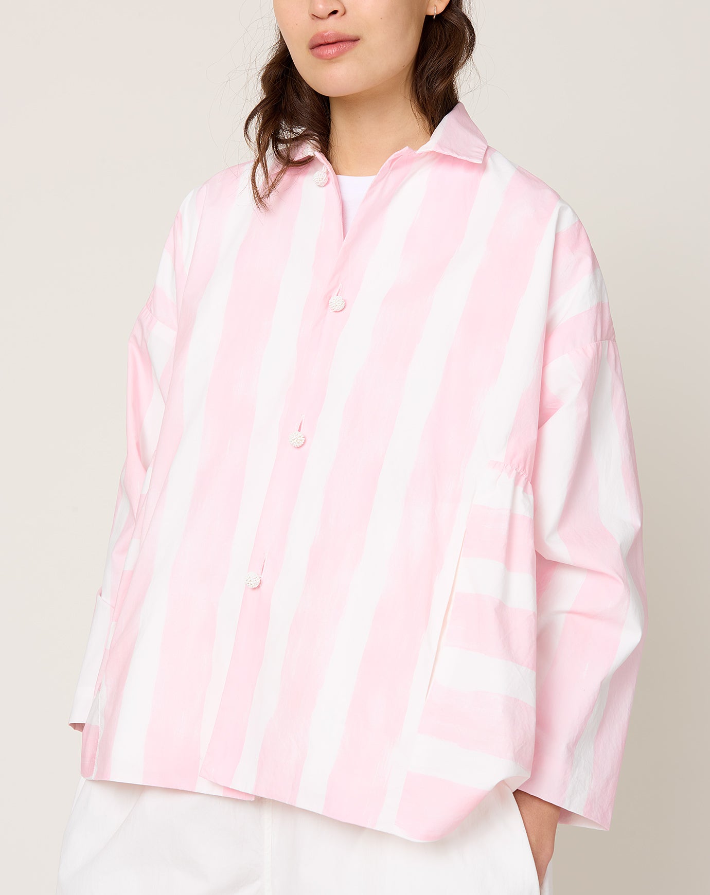 Fabiana Pigna Juana Jacket in Brushstroke Rose Stripe