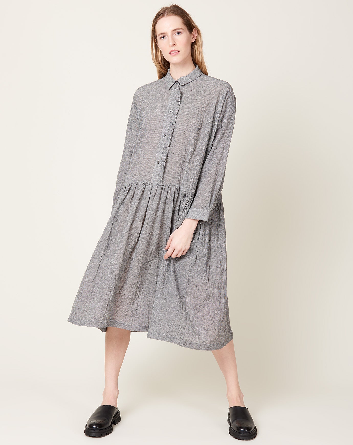 Fabiana Pigna Kan Dress in Wrinkled Plaid