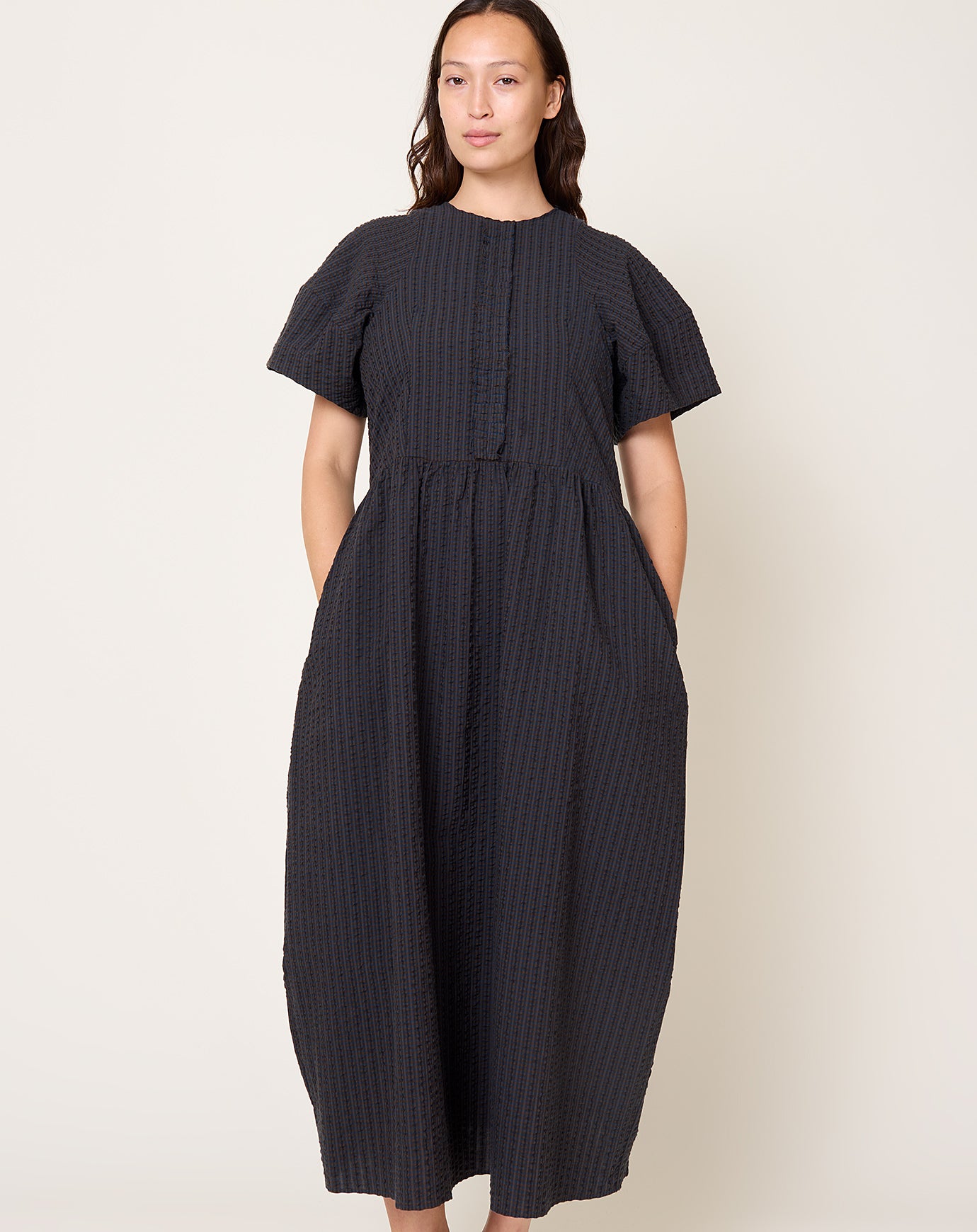 Fabiana Pigna Malu Dress in Navy Brown Melange