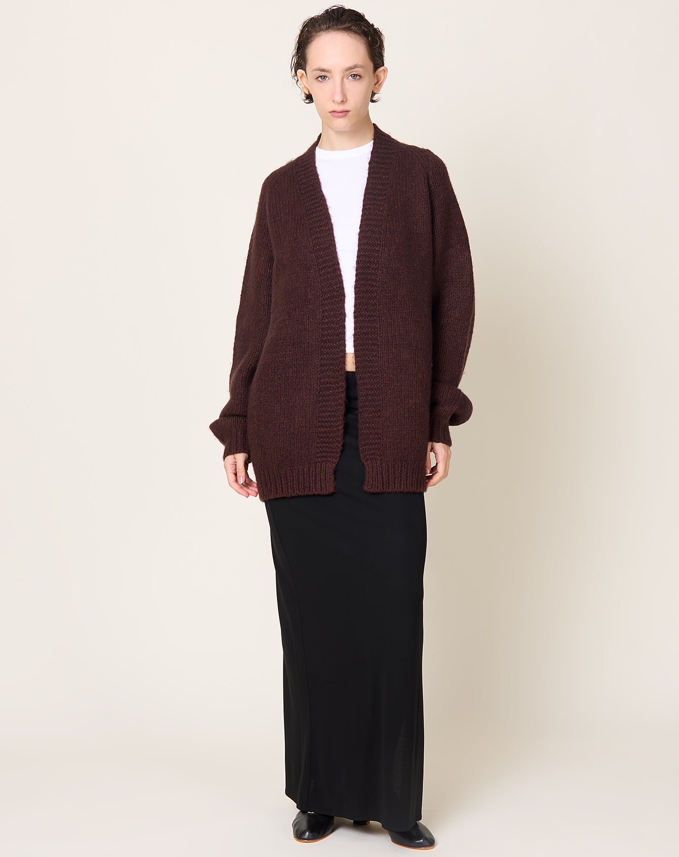 Frenckenberger Big Knit BF Cardigan in Americano