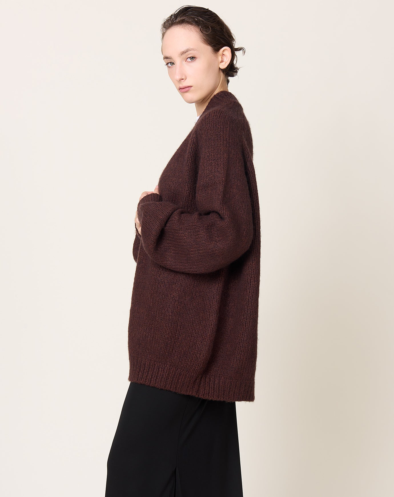Frenckenberger Big Knit BF Cardigan in Americano