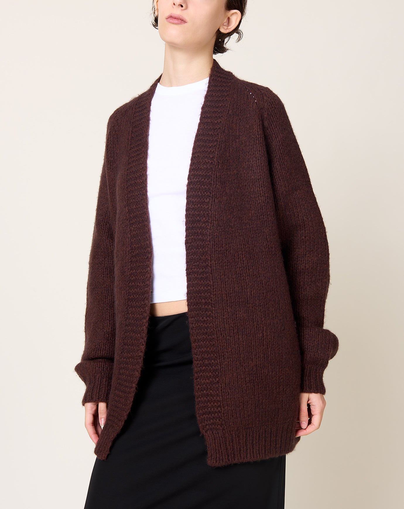 Frenckenberger Big Knit BF Cardigan in Americano