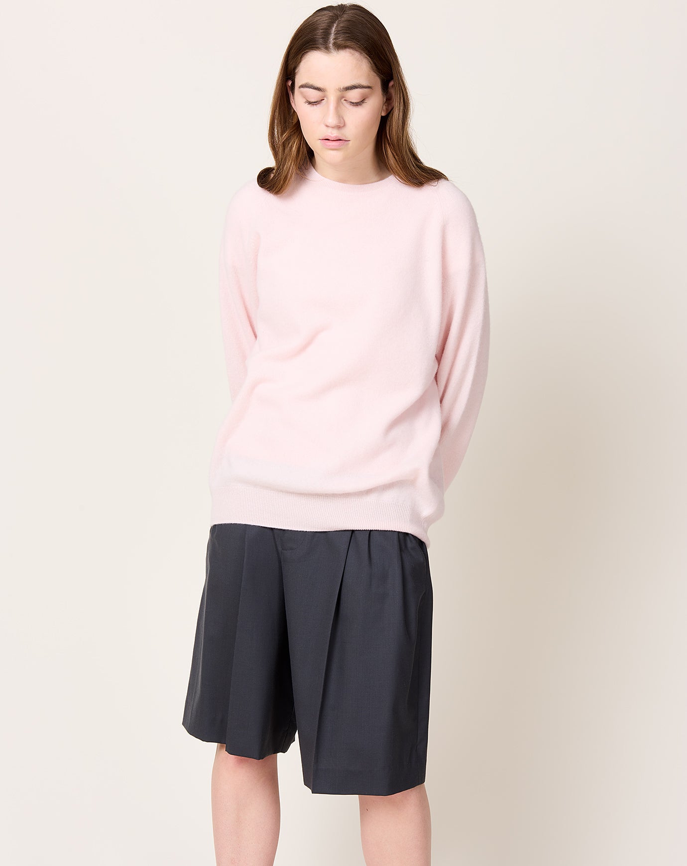 Frenckenberger BF R Neck Sweater in Light Pink