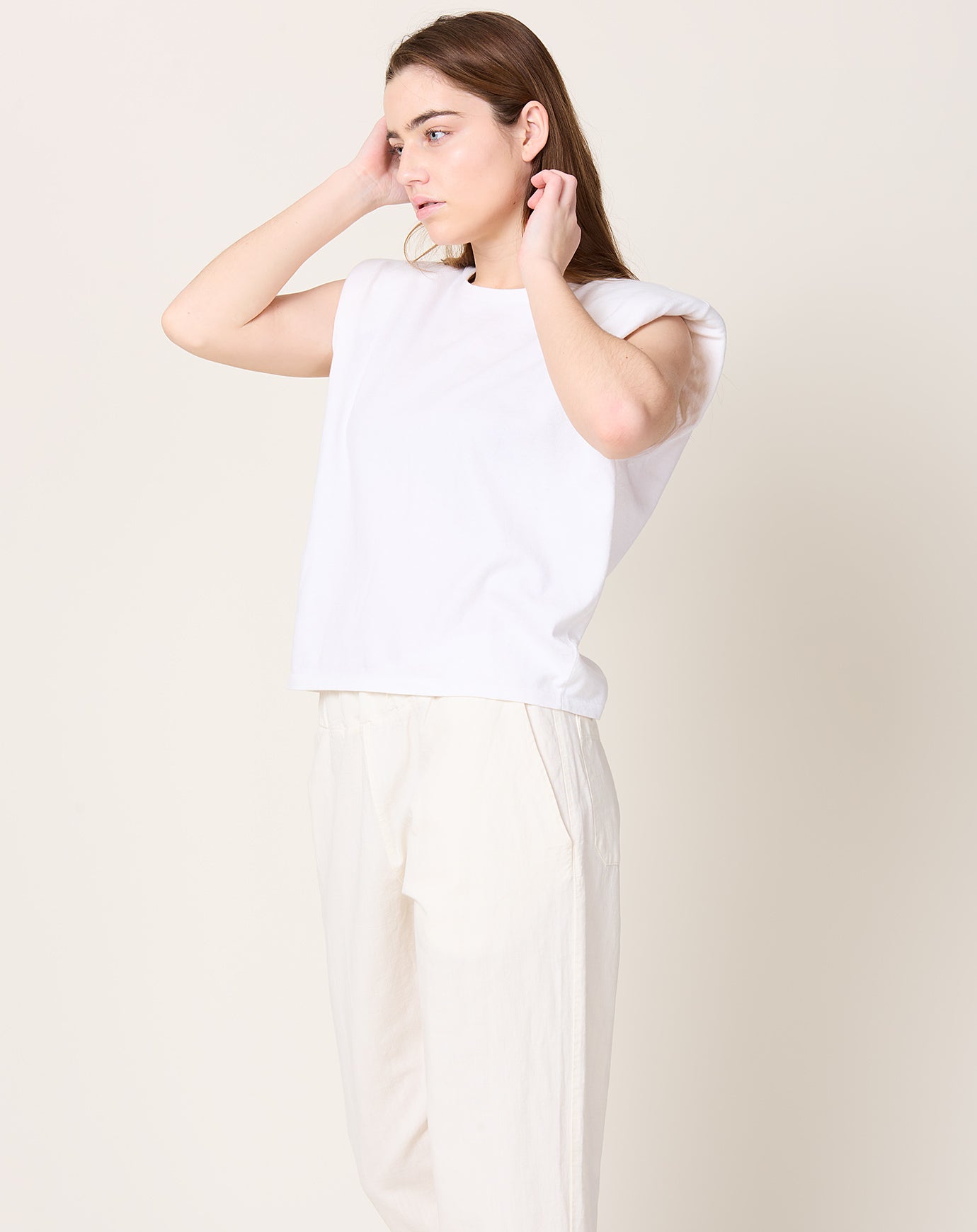 Frenckenberger Cashmere Silk SL Mini Shoulder T-Shirt in White