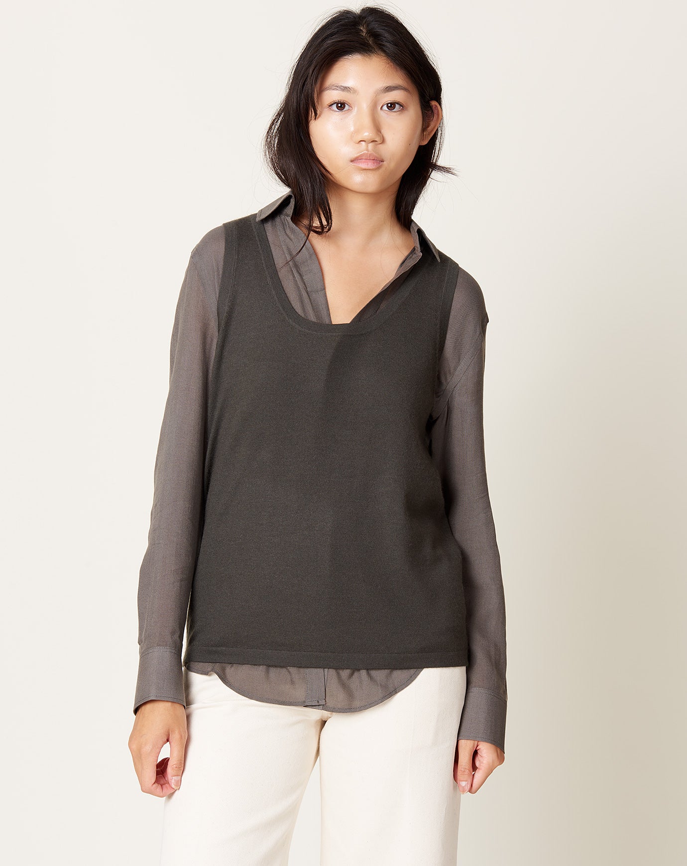 Frenckenberger Short Big Tanktop in Black Olive