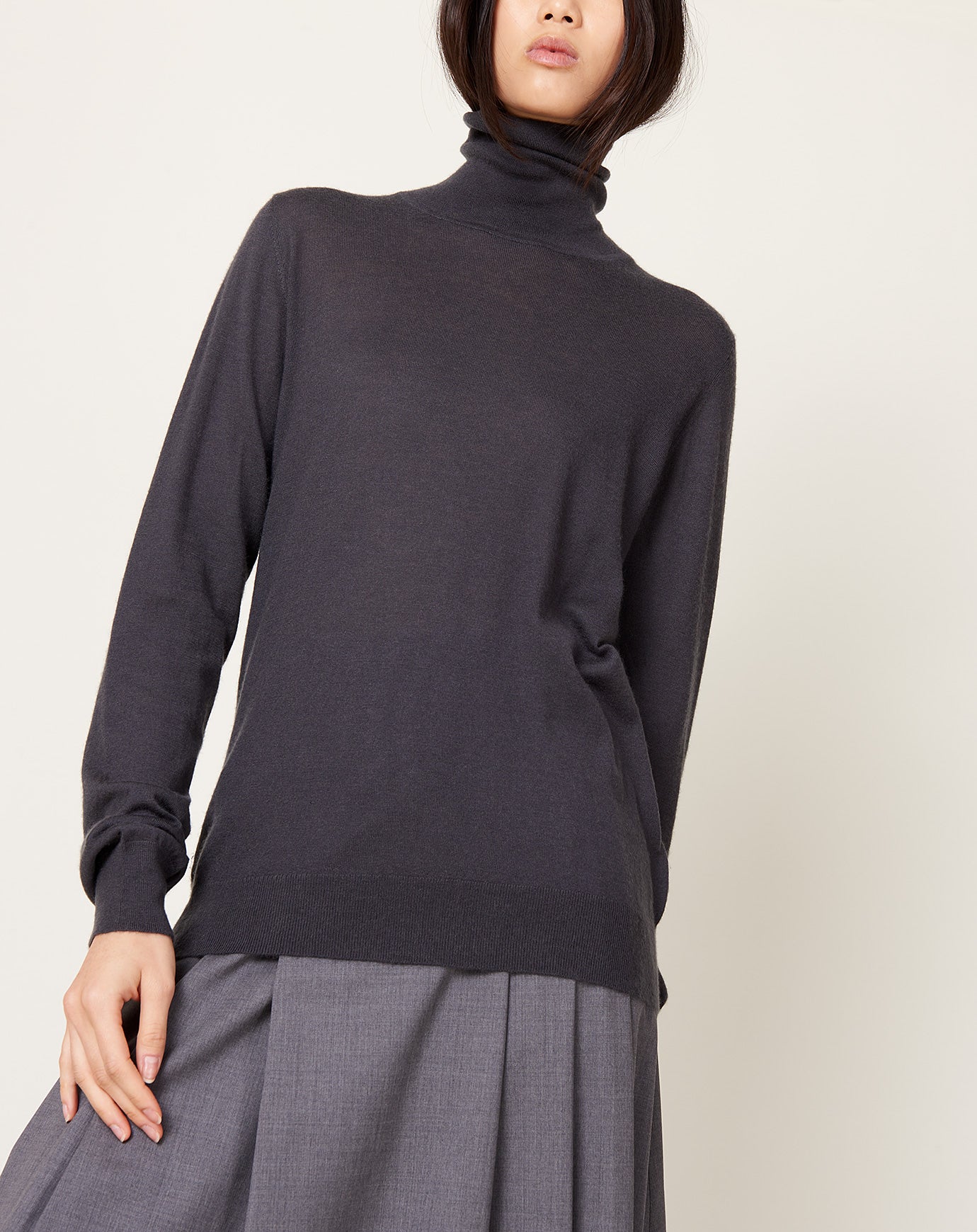 Frenckenberger High Neck Sweater in Faded Black