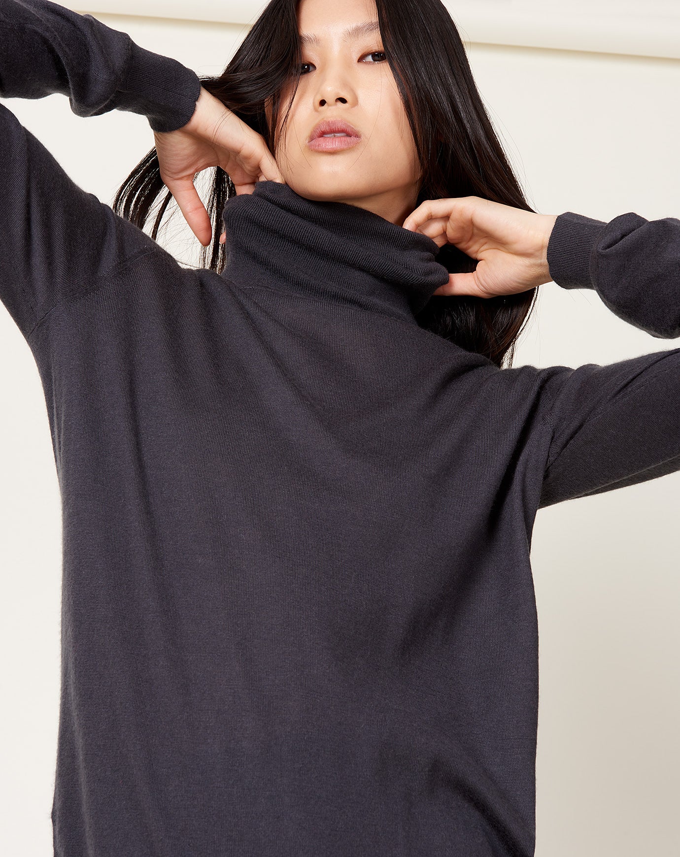 Frenckenberger High Neck Sweater in Faded Black