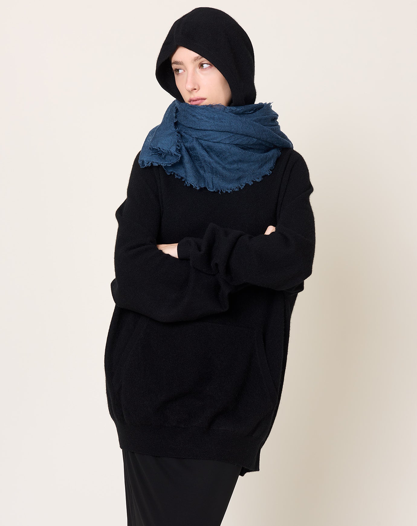 Frenckenberger Big Woven Scarf in Encre