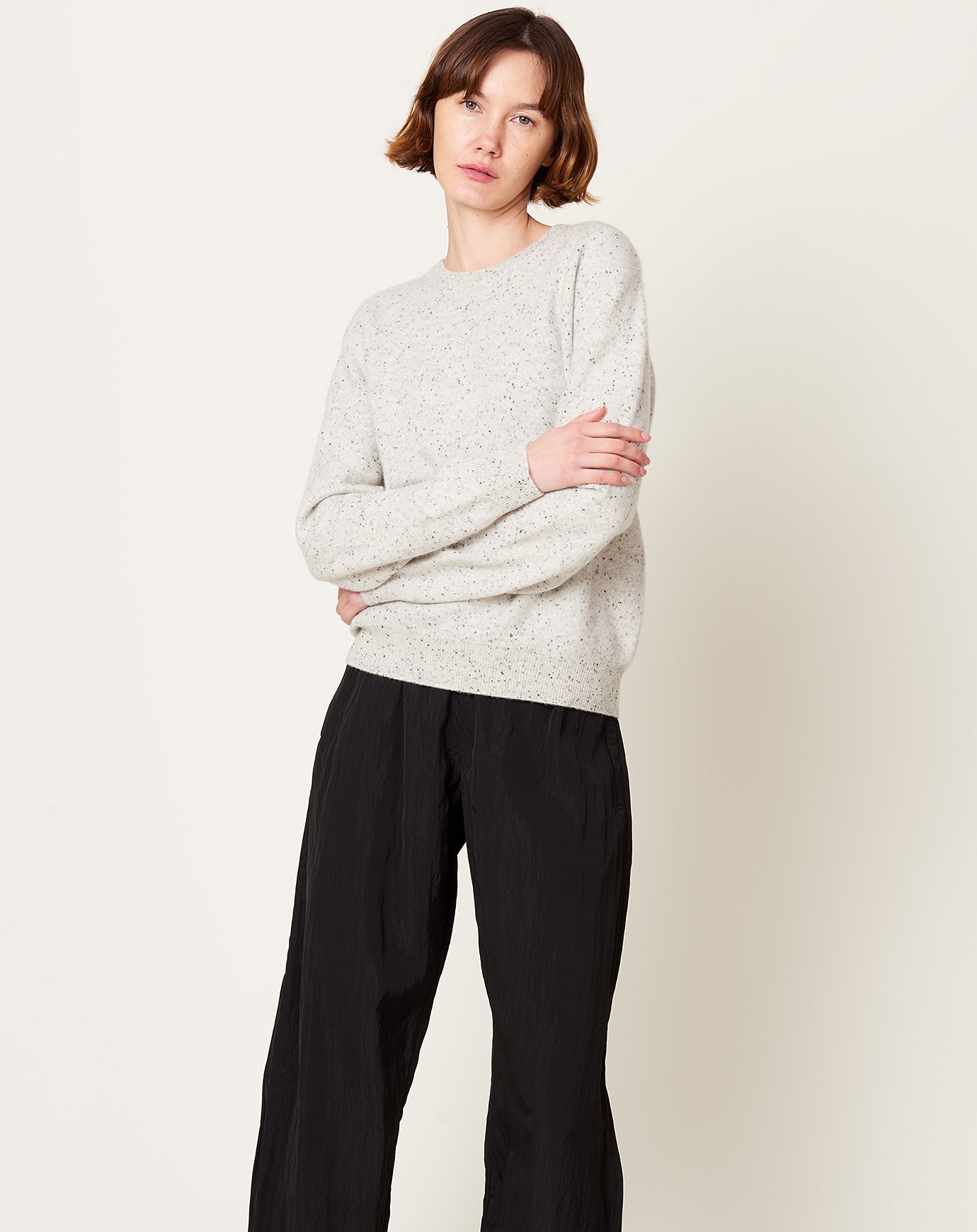 Frenckenberger Mini R Neck Sweater in Pointilised Frost