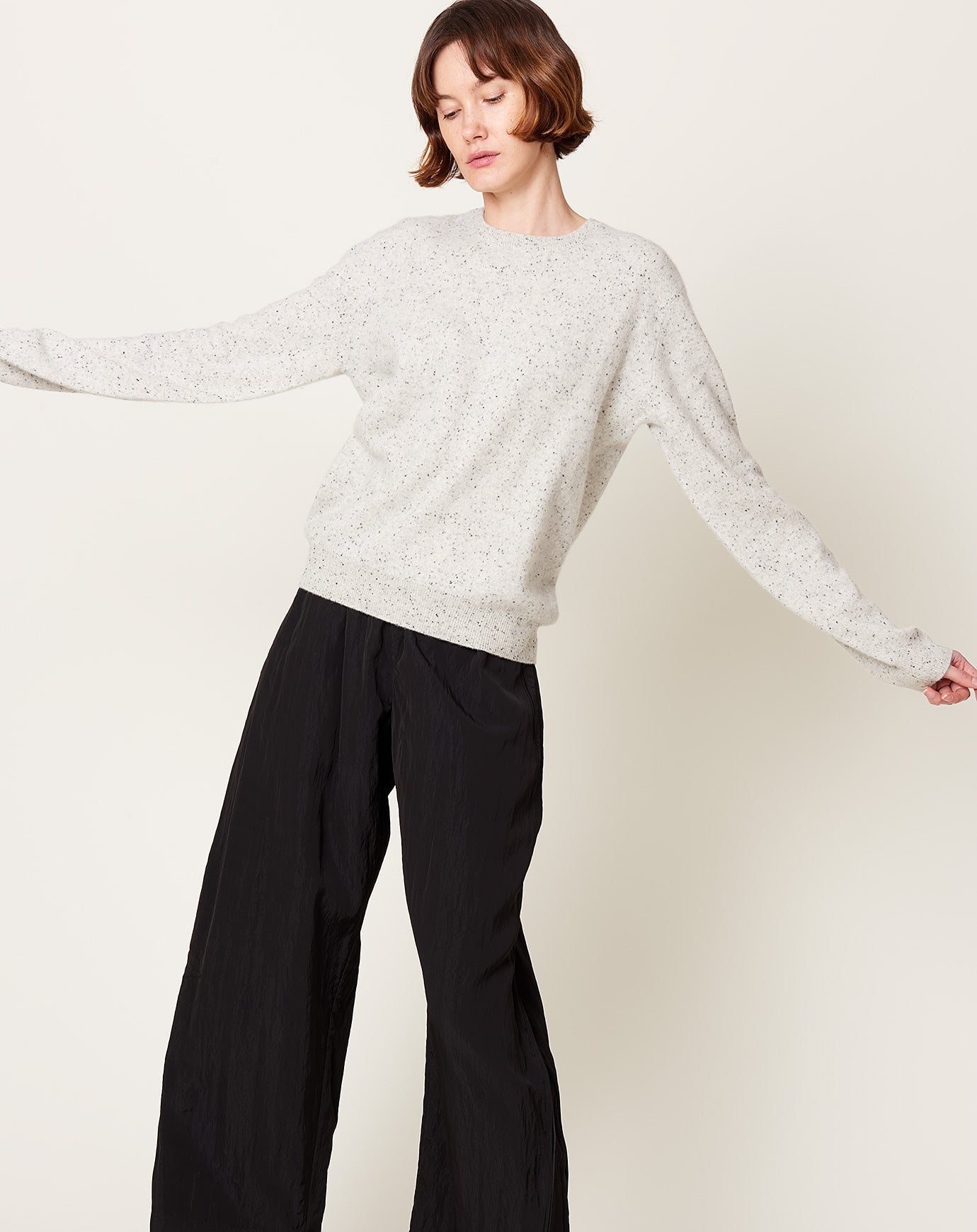 Frenckenberger Mini R Neck Sweater in Pointilised Frost