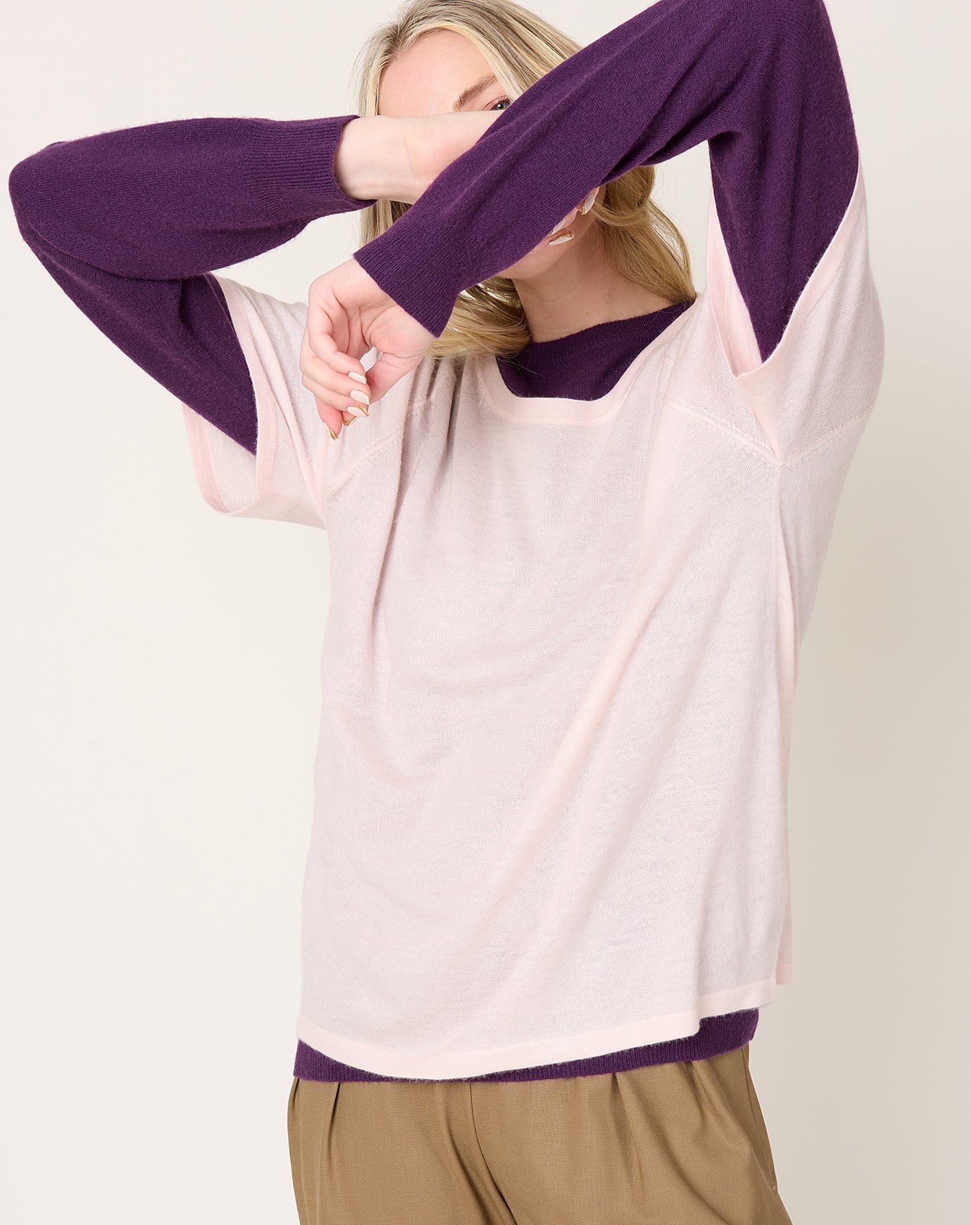 Frenckenberger Short Raglan T Shirt in Light Pink