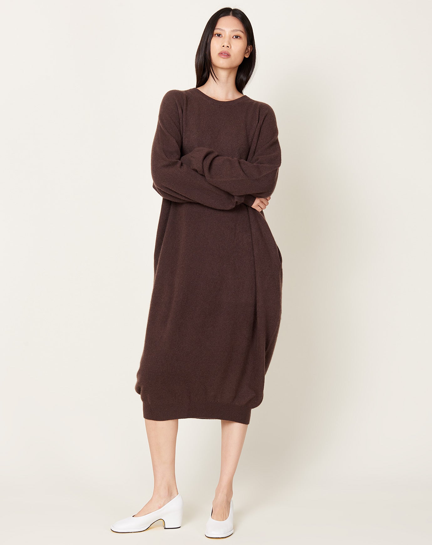 Frenckenberger Mono Balloon Dress in Faded Brown