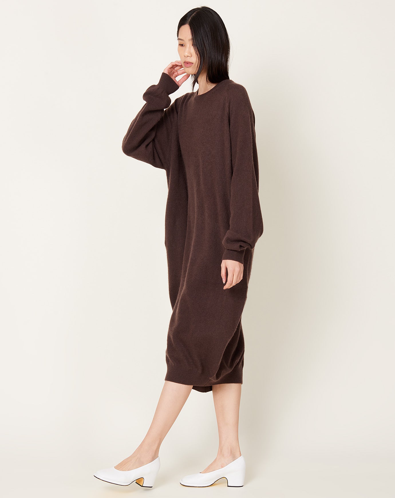 Frenckenberger Mono Balloon Dress in Faded Brown