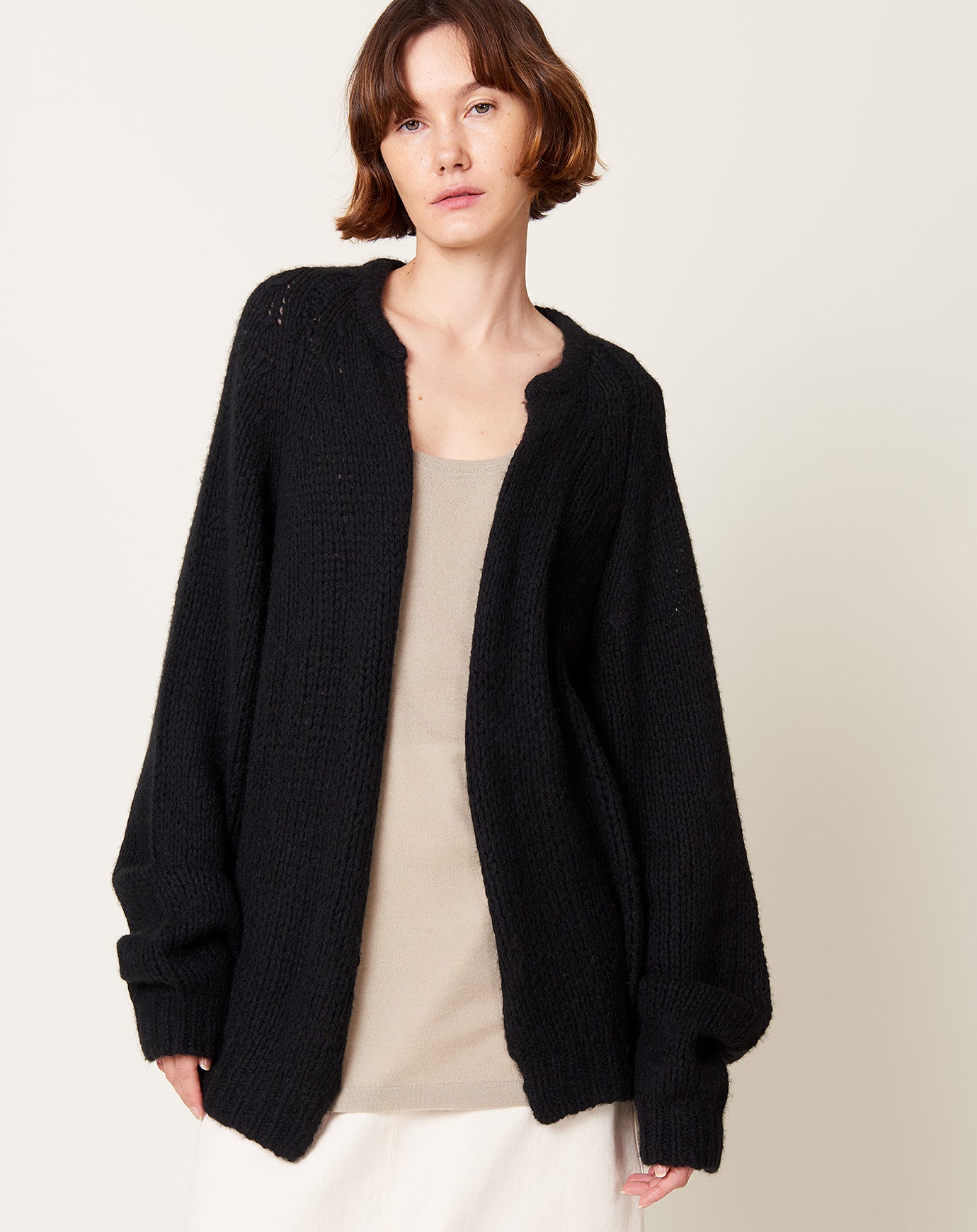 Frenckenberger Oversized Hand Knit Bomber in Black