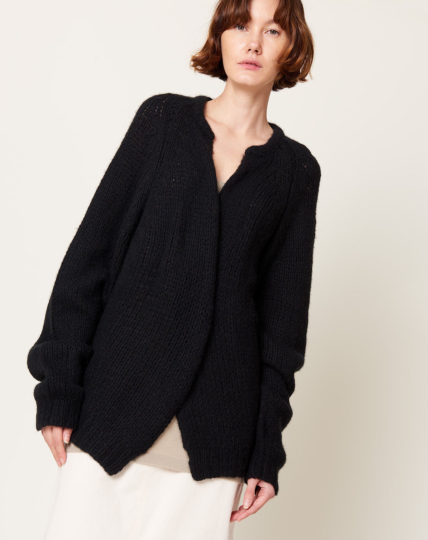 Frenckenberger Oversized Hand Knit Bomber in Black