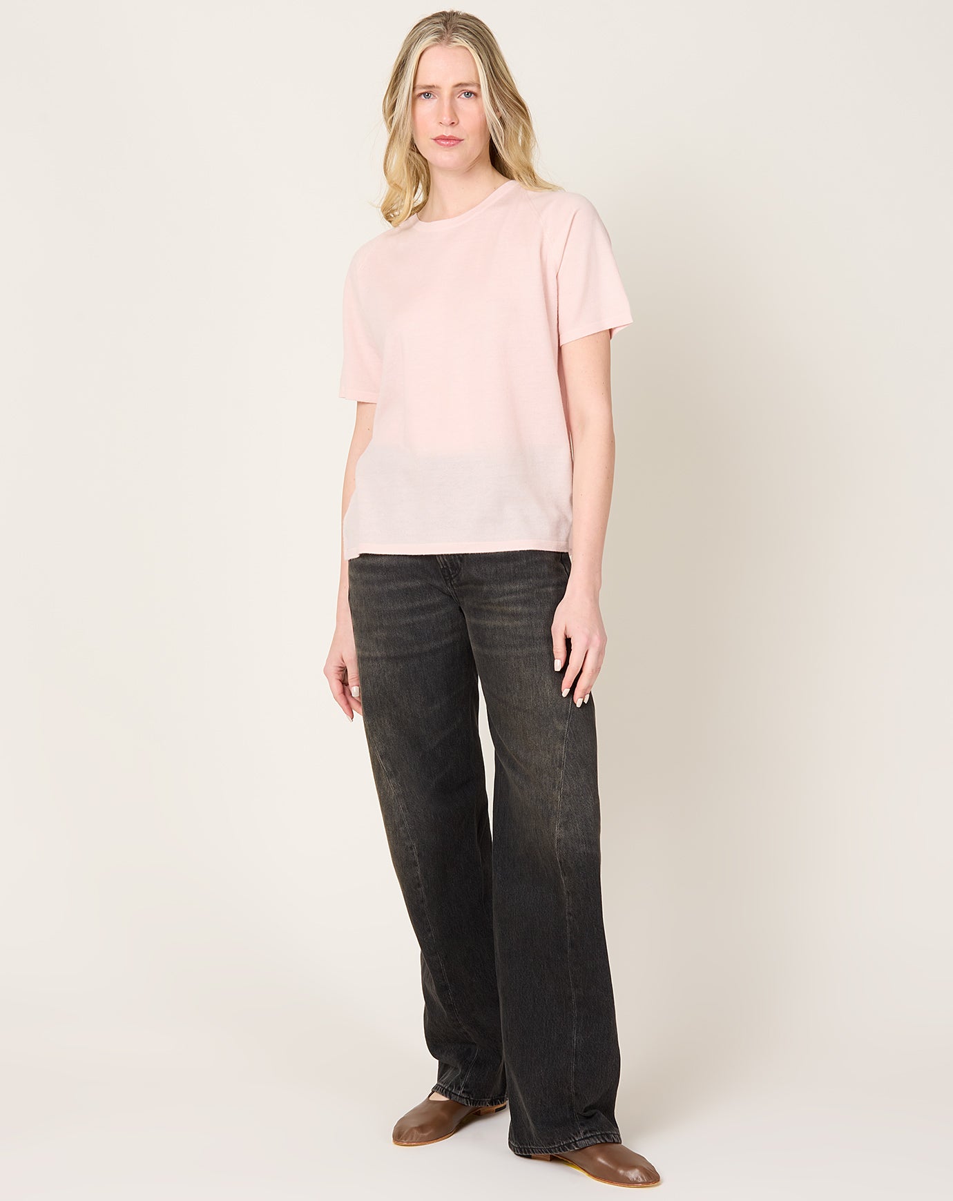 Frenckenberger Short Raglan T Shirt in Light Pink