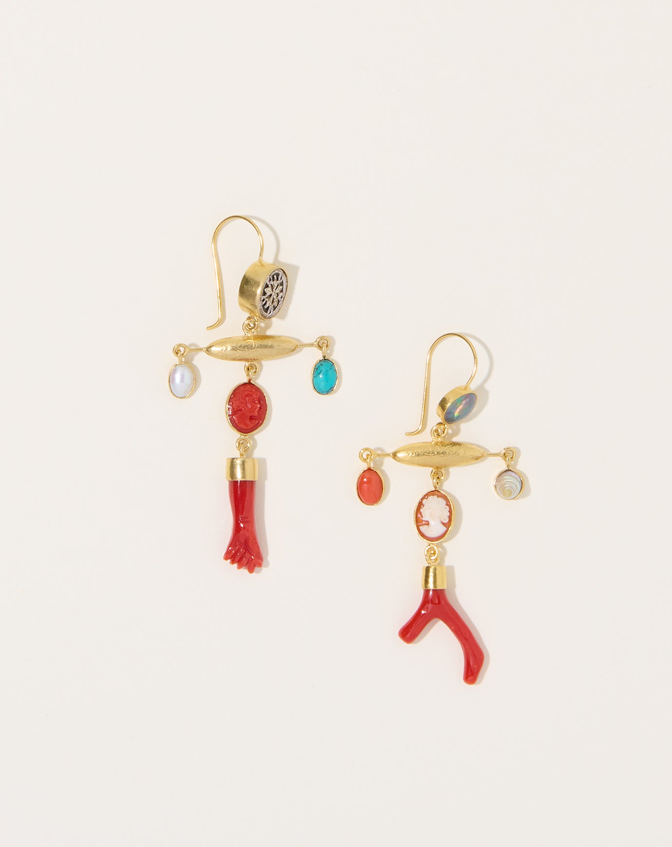 Grainne Morton Coral and Turquoise Balance Drop Earrings