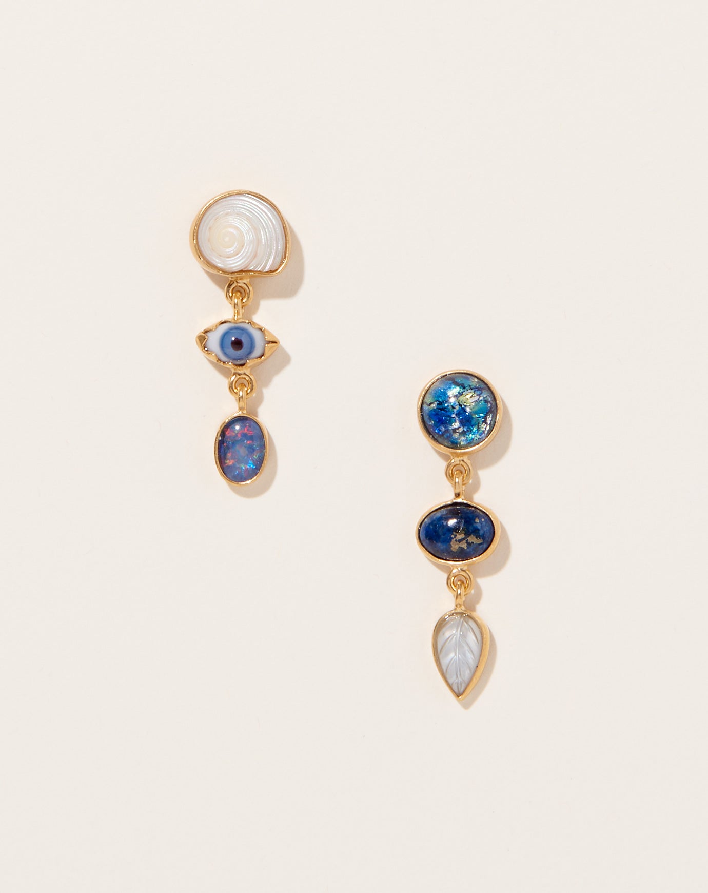 Grainne Morton Lapis Three Charm Moving Drop Earrings