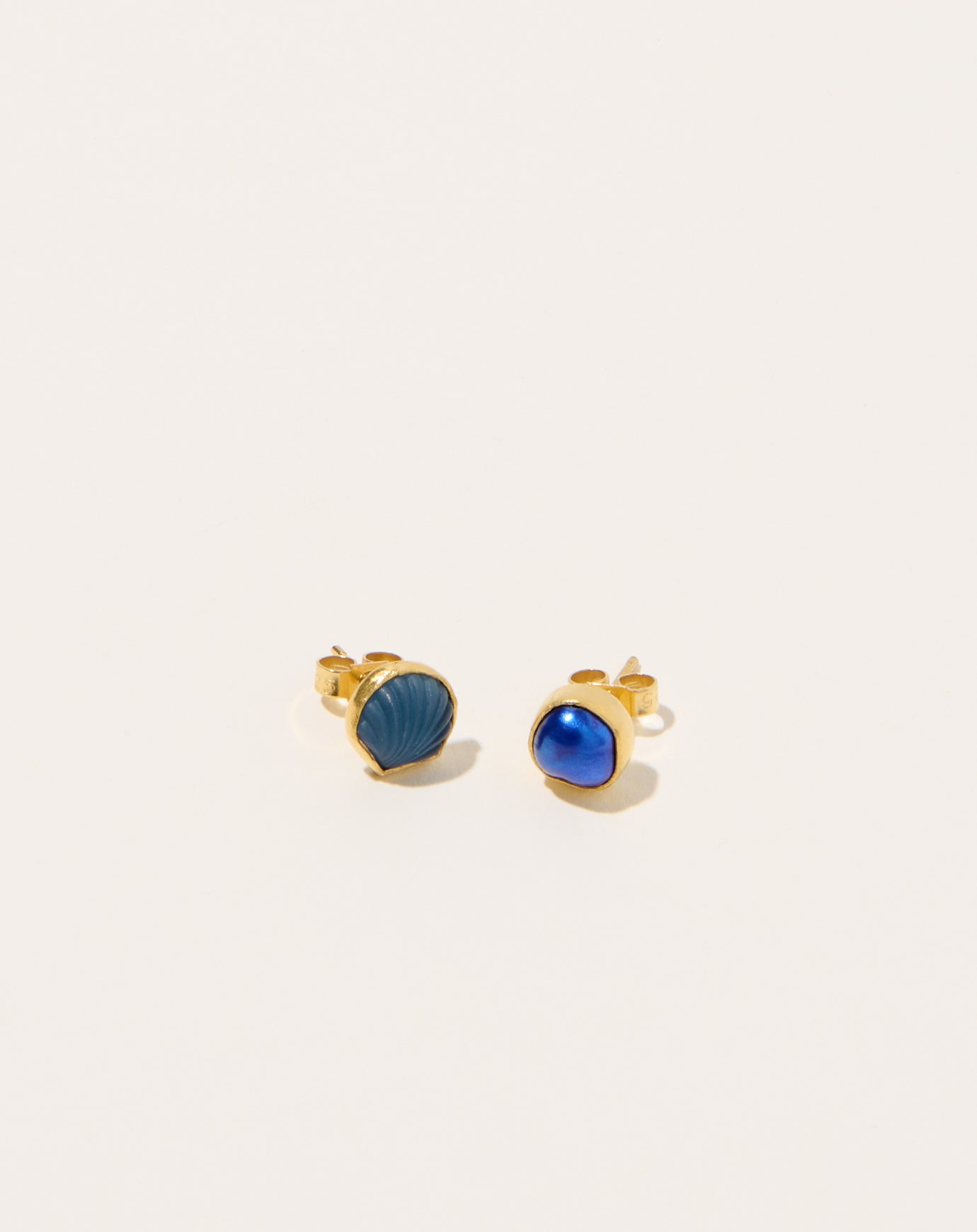 Grainne Morton Mismatched Blue Pearl and Shell Studs