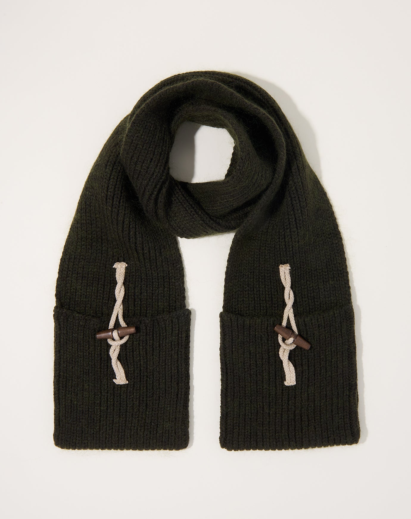 Hender Scheme Knitted Pocket Scarf in Khaki Green