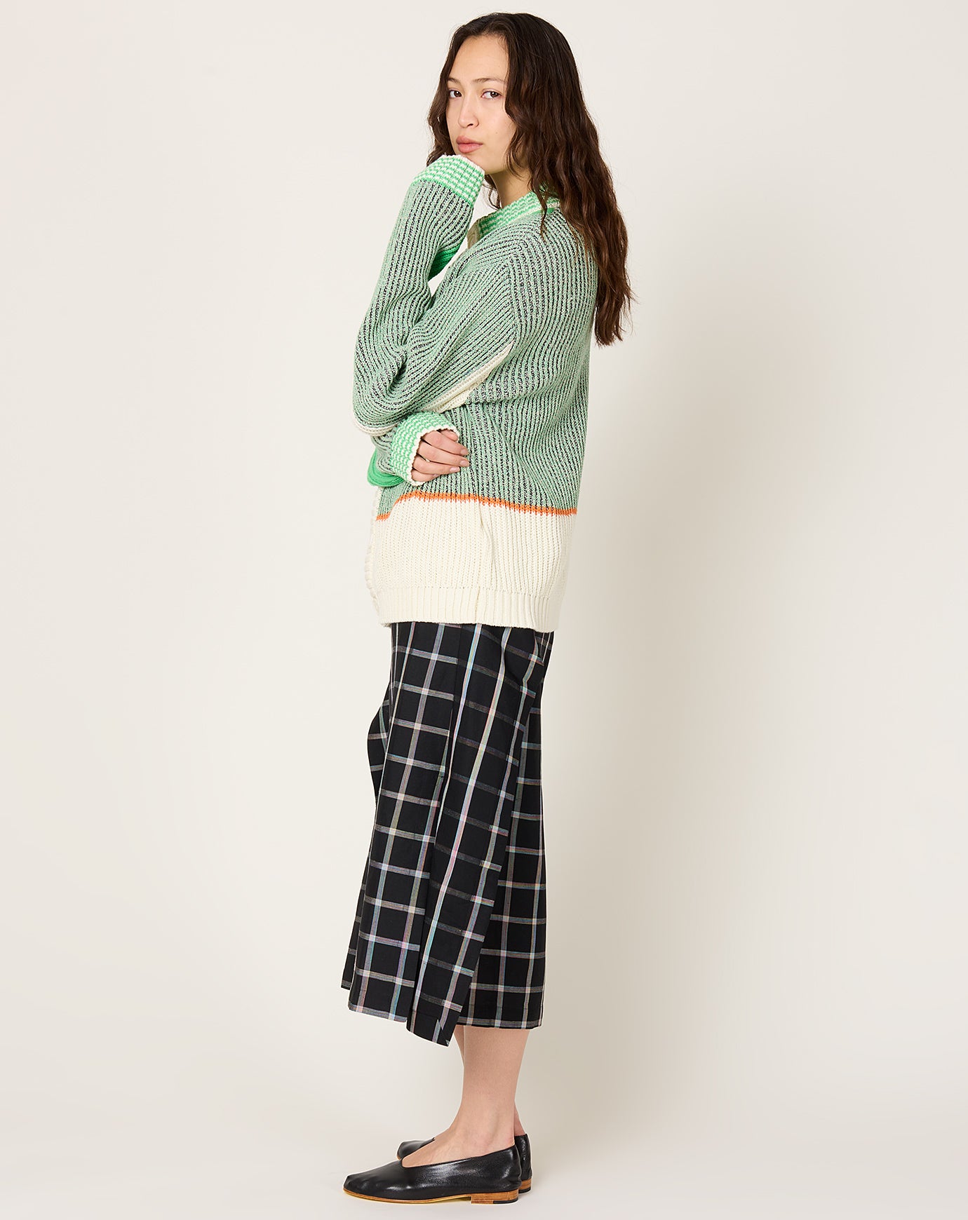 Henrik Vibskov Abundance Cardigan in Green Grey Denim