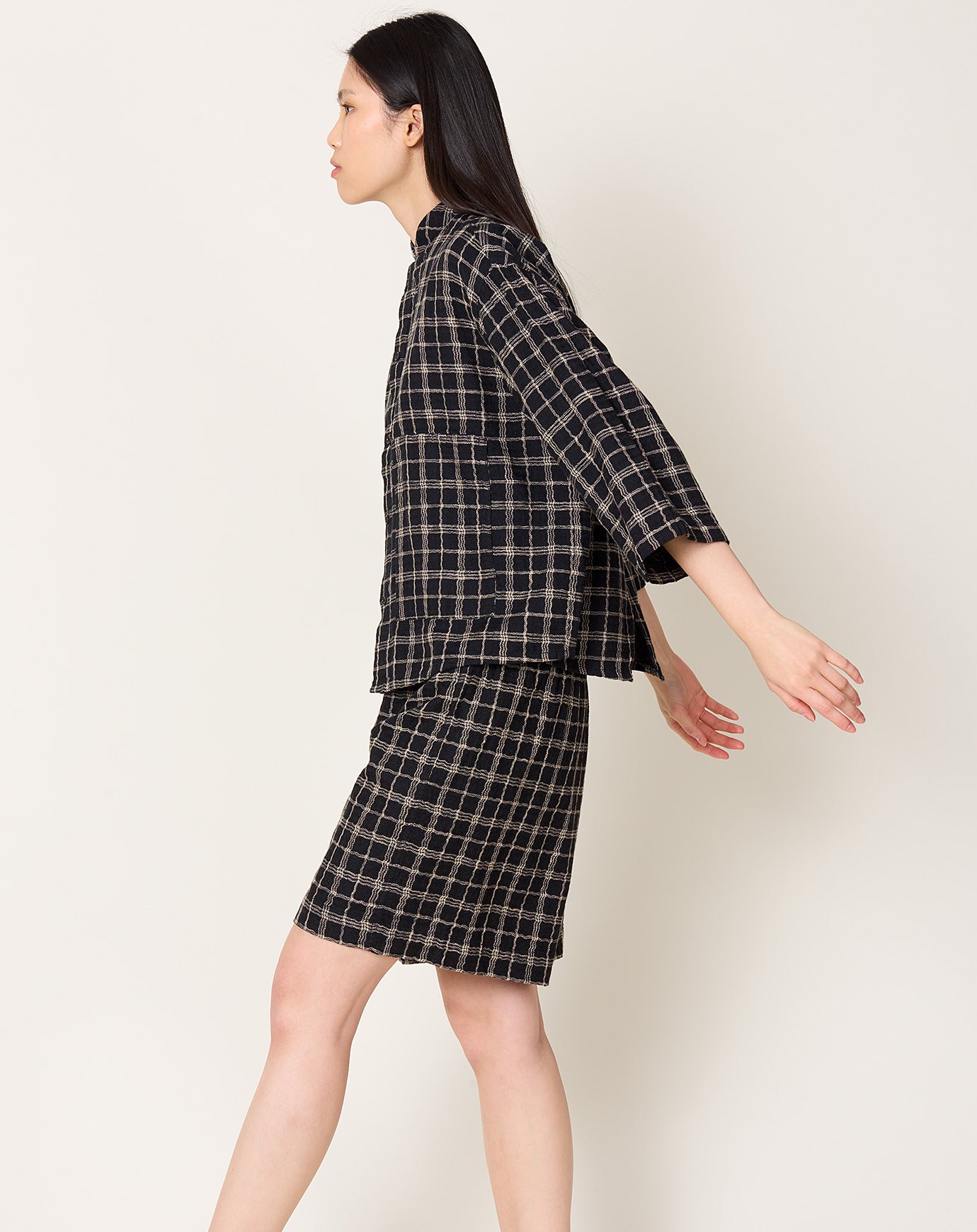 Henrik Vibskov Back X Shirt in Black Curvy Grid