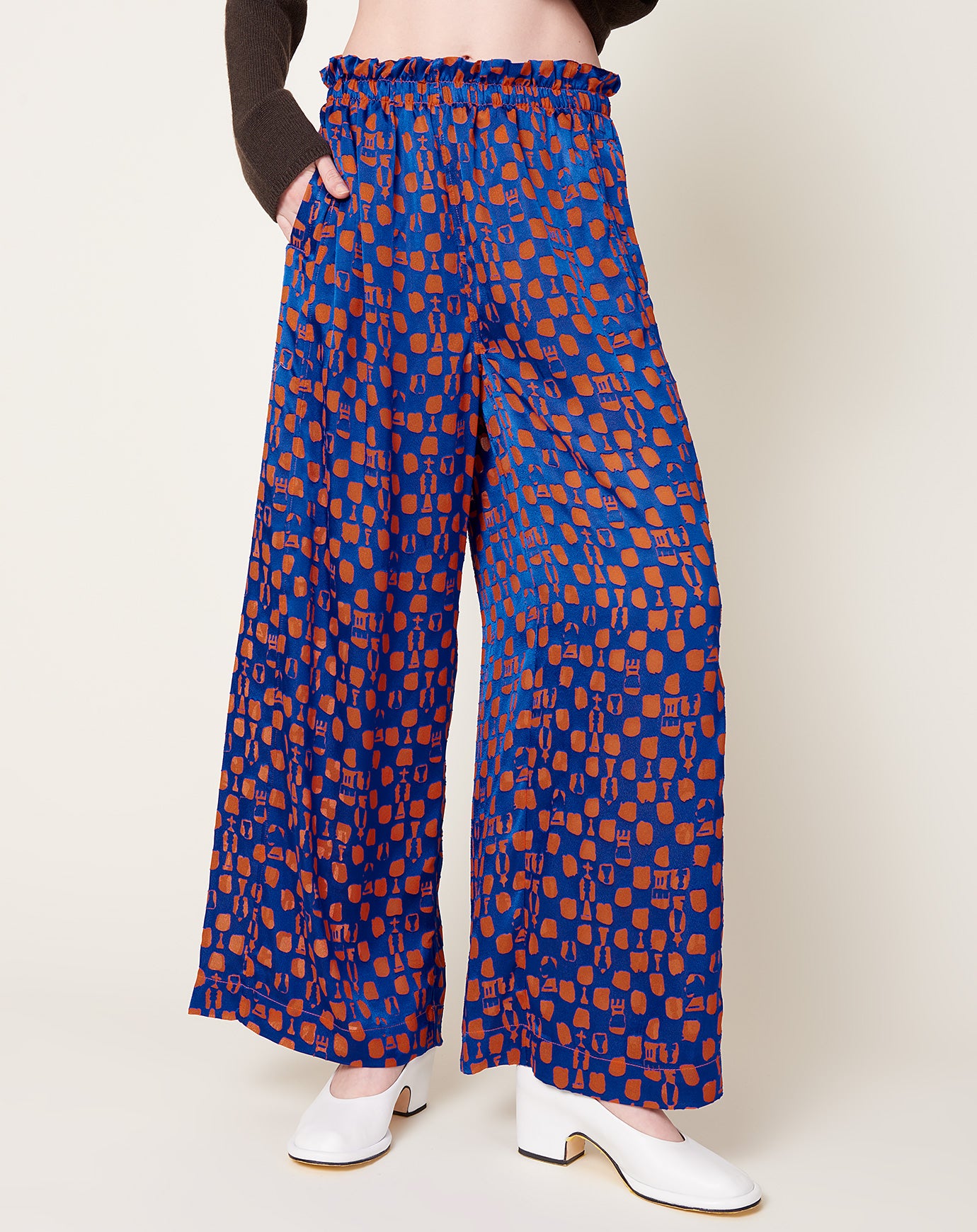 Henrik Vibskov Chewing Pant in Rust Blue Chess