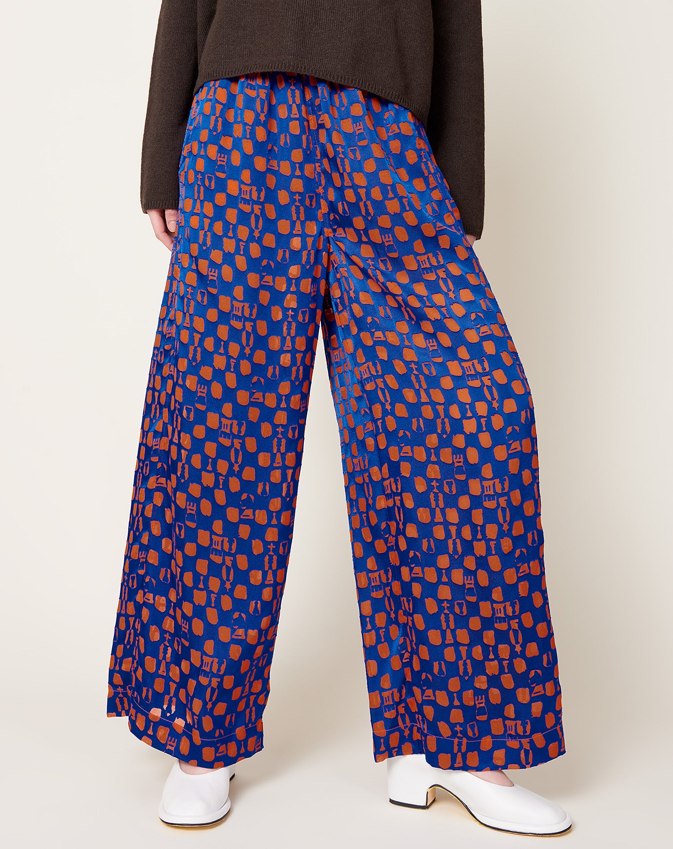 Henrik Vibskov Chewing Pant in Rust Blue Chess