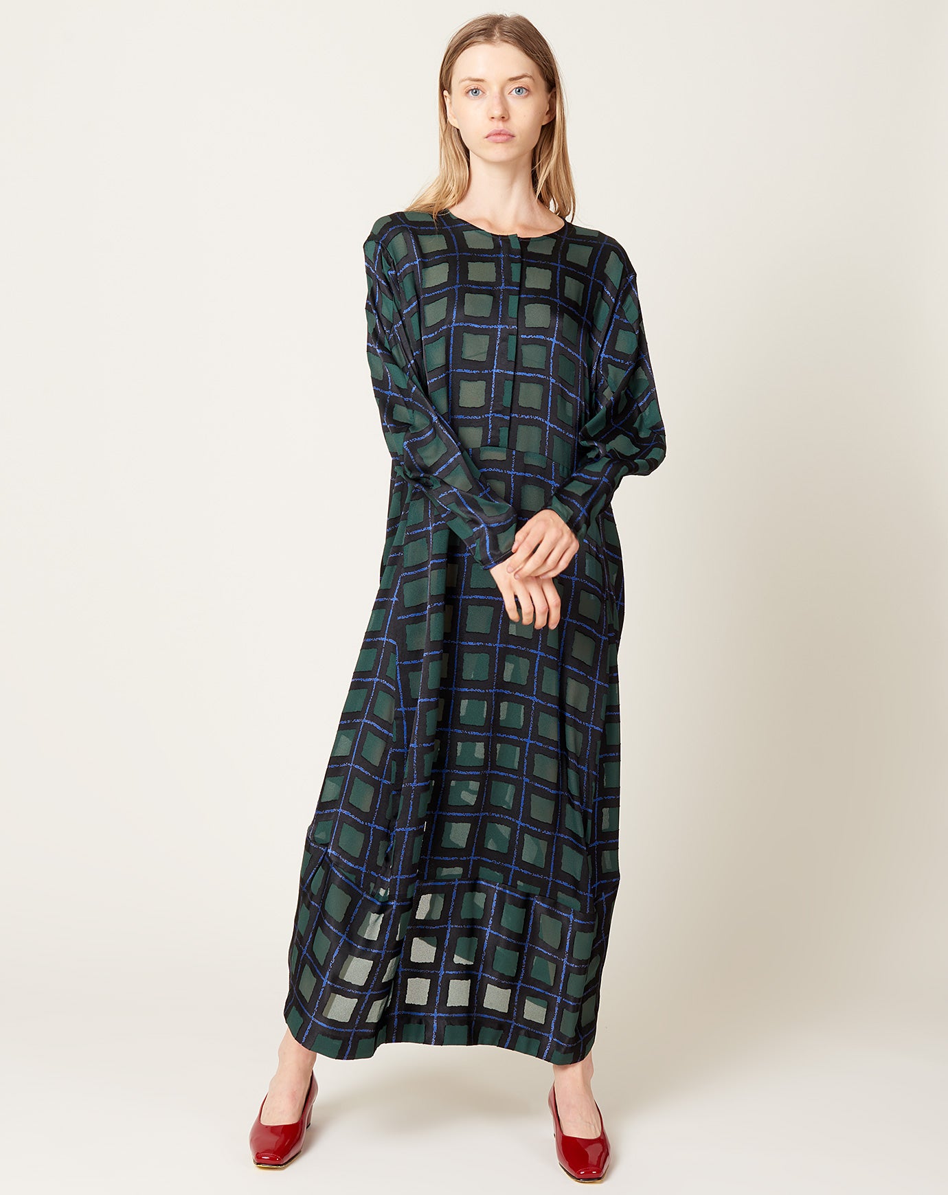 Henrik Vibskov Dimness Dress in Dark Burn Out Grid