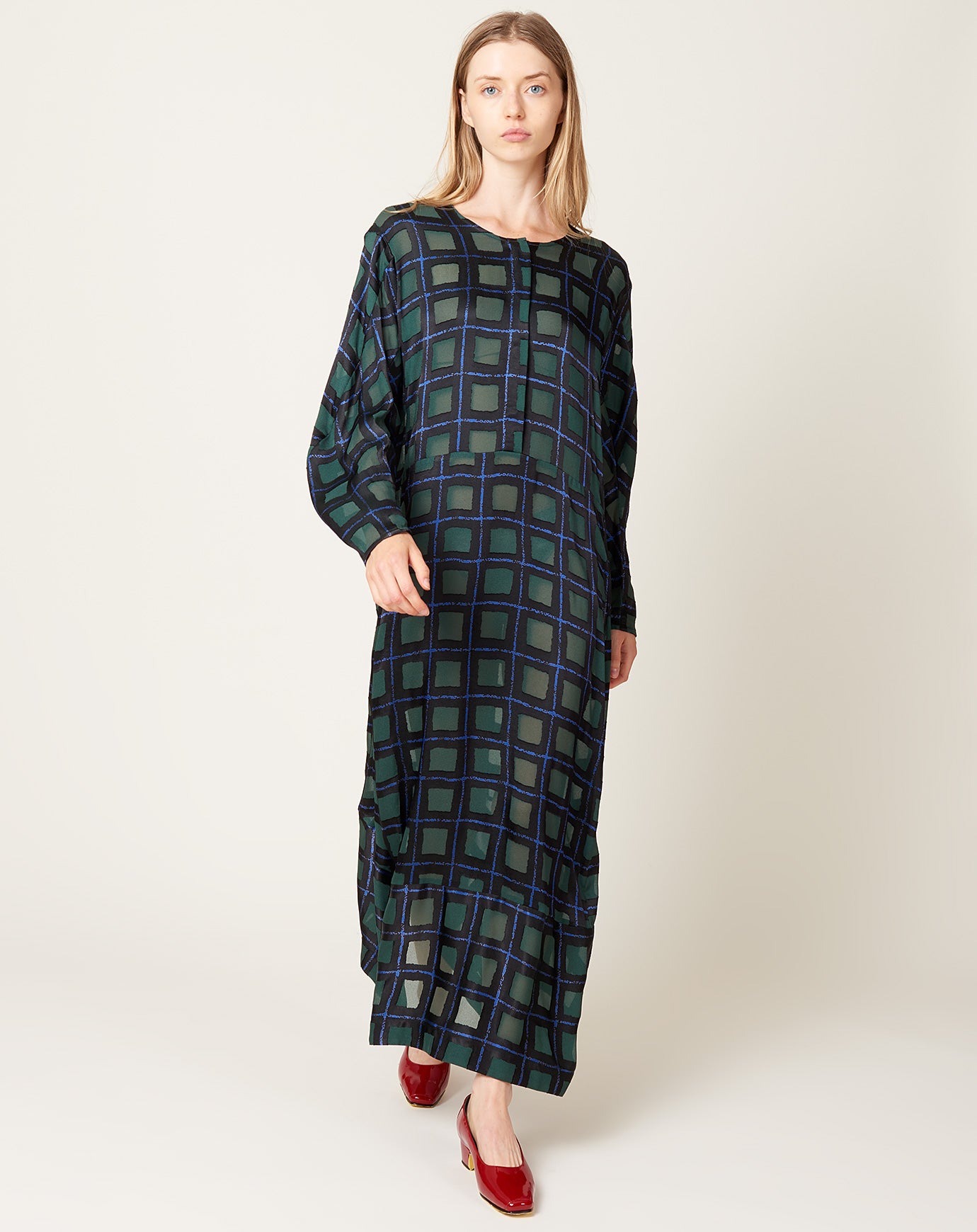 Henrik Vibskov Dimness Dress in Dark Burn Out Grid