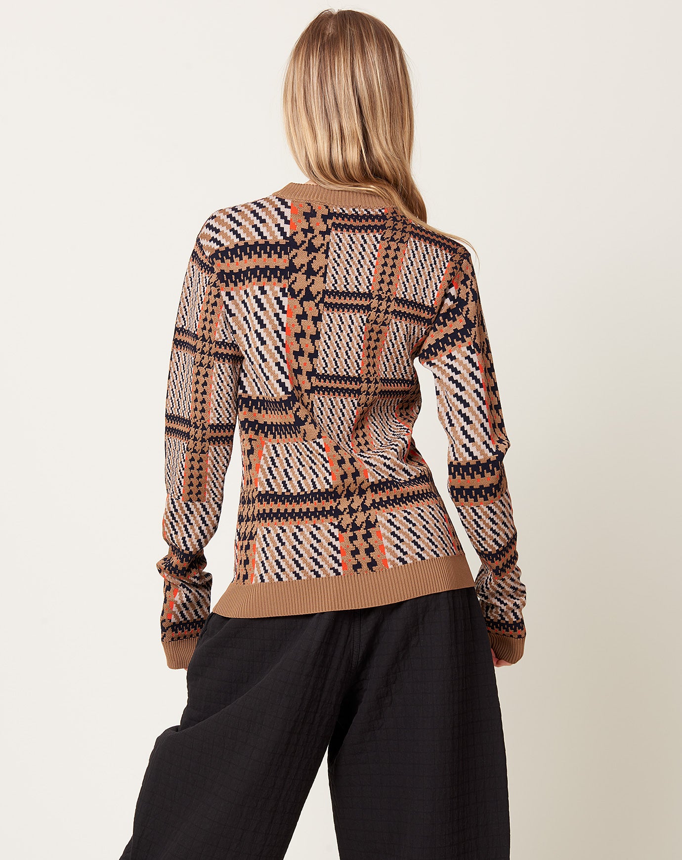 Henrik Vibskov Dusk Knitted Blouse in Orange Mixed Checks