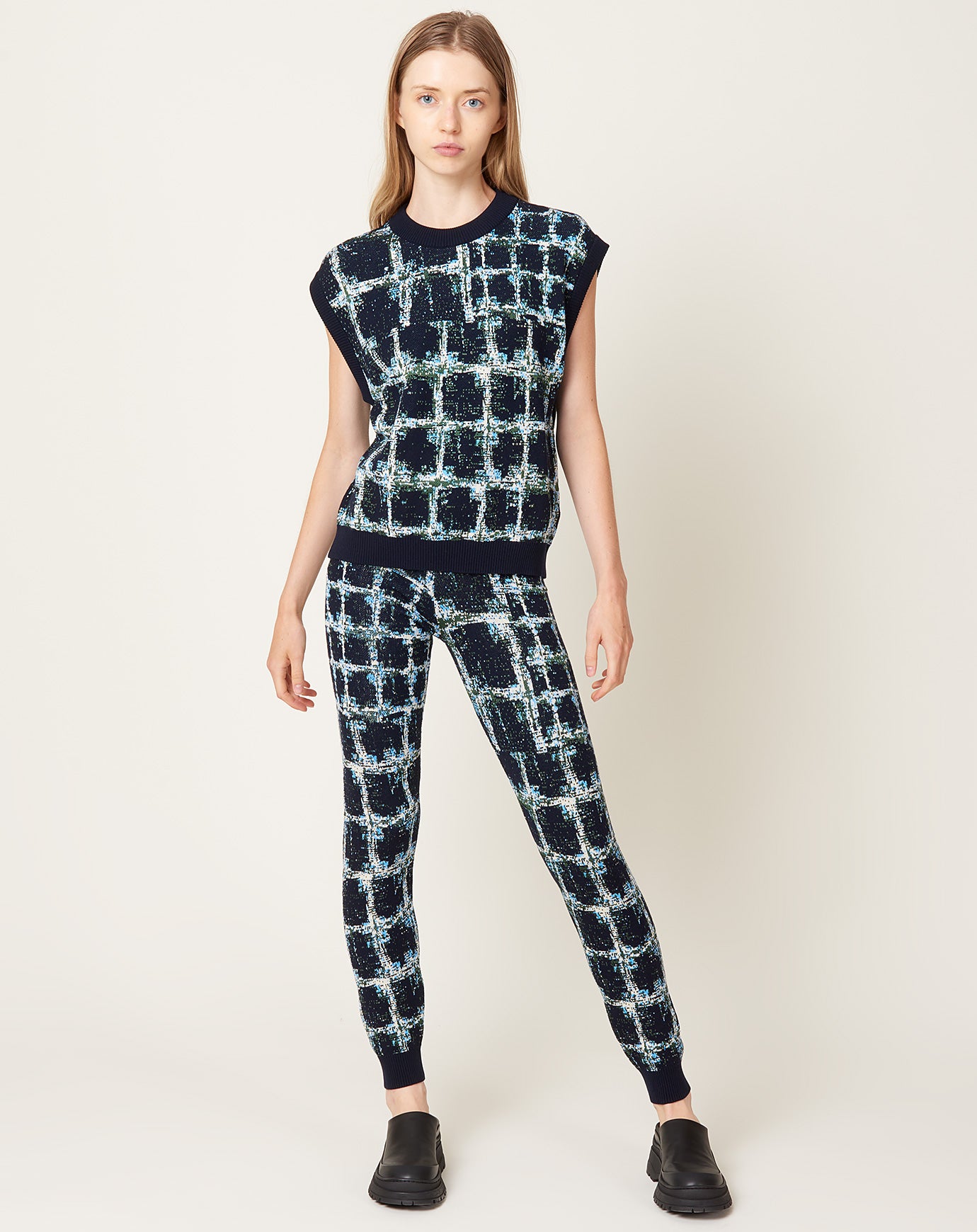 Henrik Vibskov Dusk Knitted Pants in Black Shibori Checks