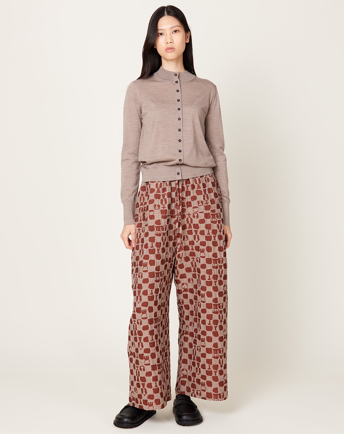 Henrik Vibskov Eclipse Pants in Beige Orange Chess