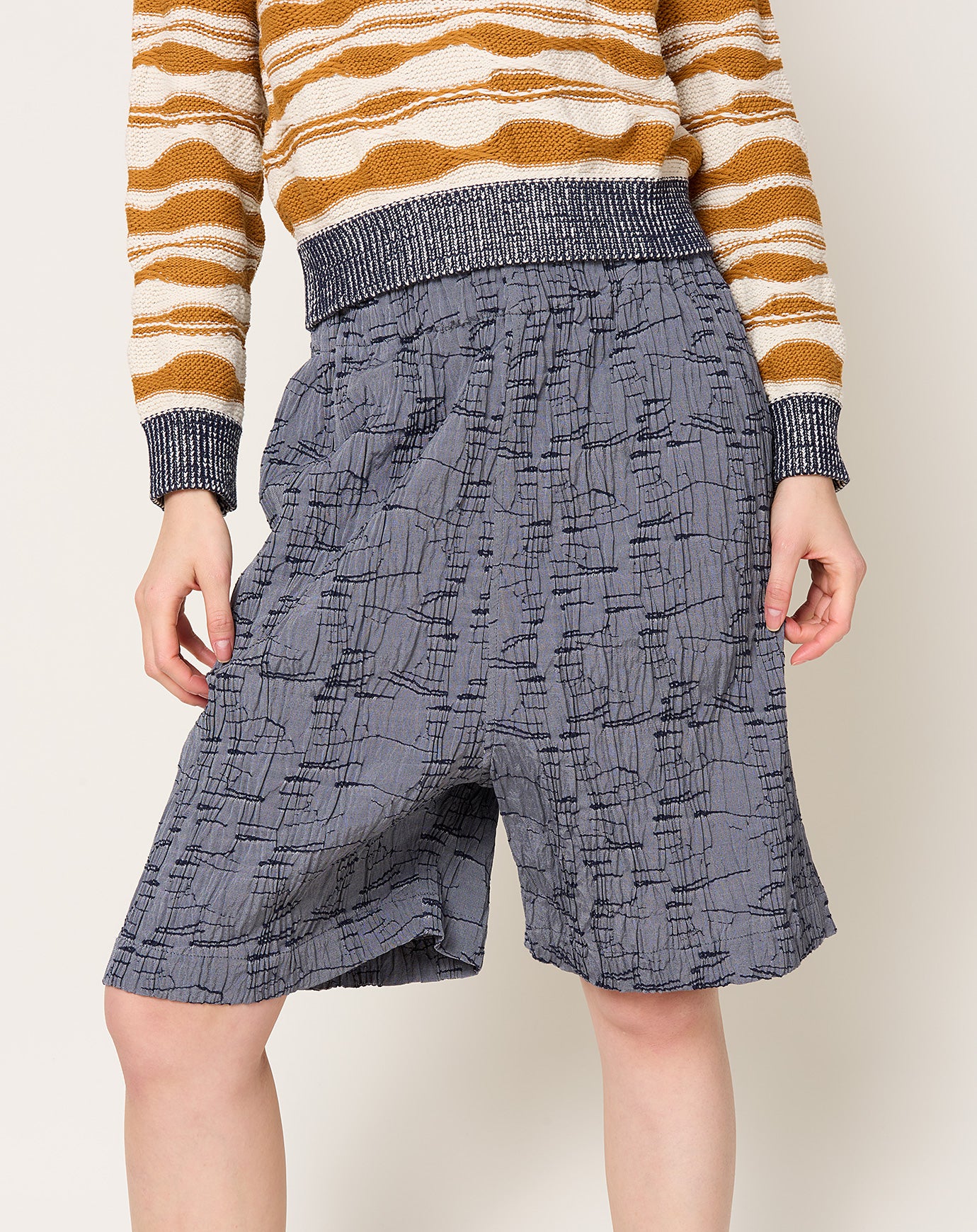 Henrik Vibskov Eclipse Shorts in Grey Outline Fingers