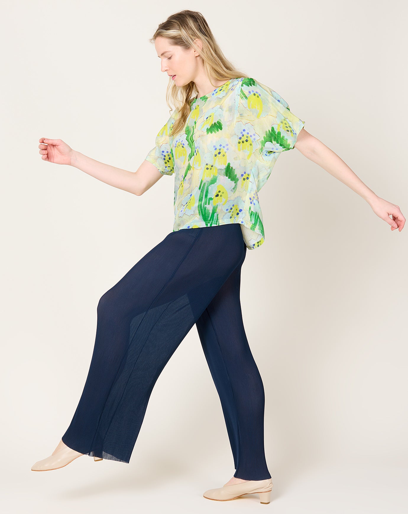 Henrik Vibskov Five Plisse Pants in Dress Blue