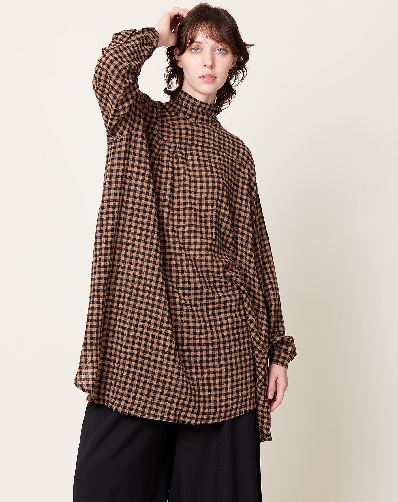 Henrik Vibskov Flip Shirt in Beige & Black Checks