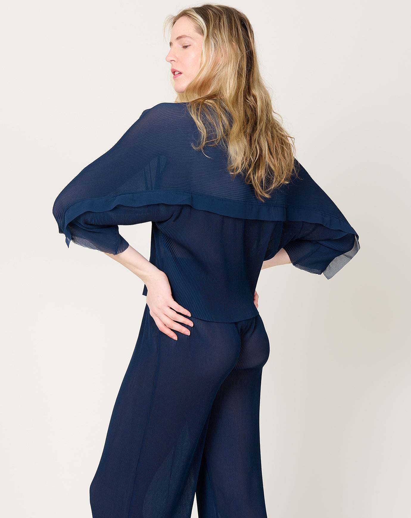 Henrik Vibskov Index Plisse Blouse in Dress Blue