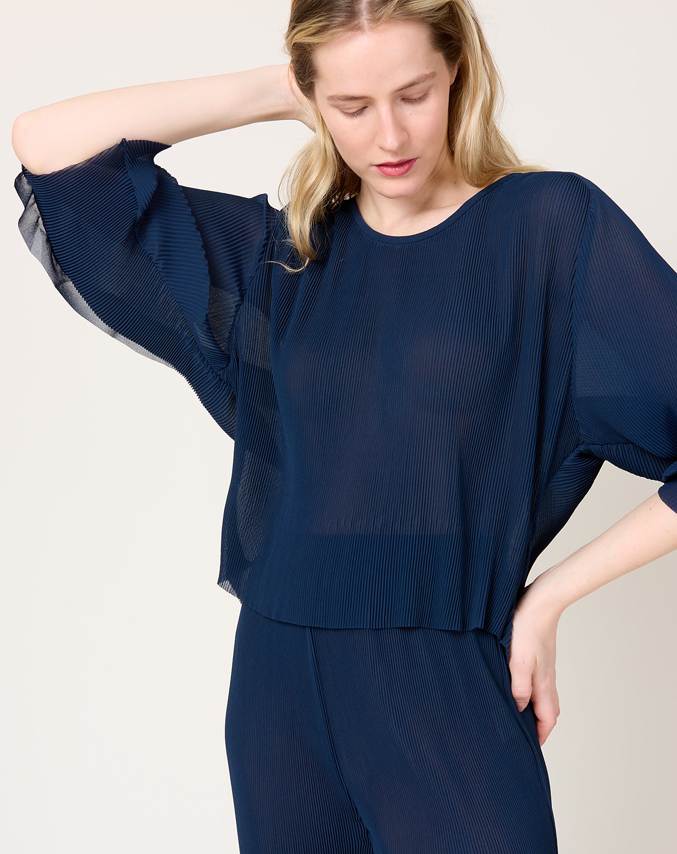 Henrik Vibskov Index Plisse Blouse in Dress Blue
