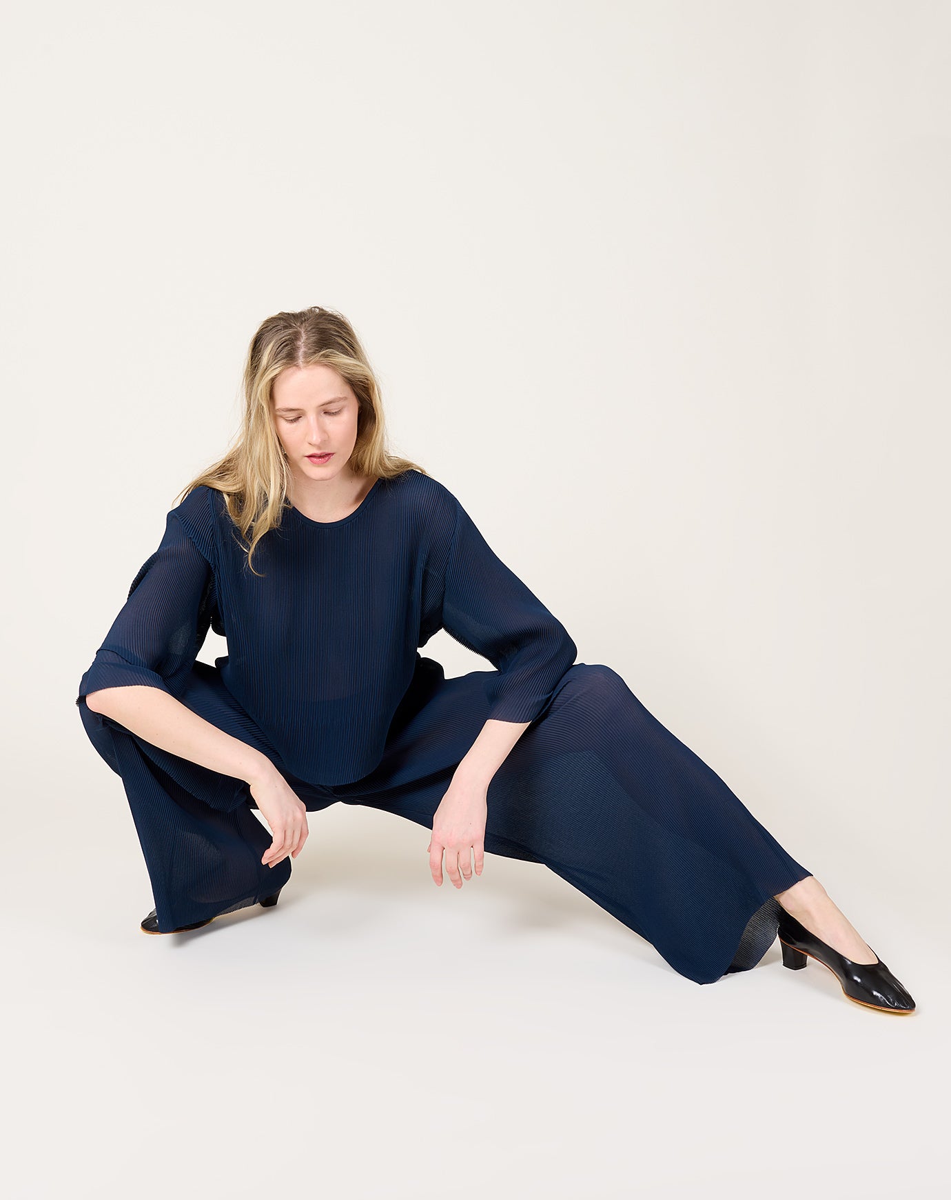 Henrik Vibskov Index Plisse Blouse in Dress Blue
