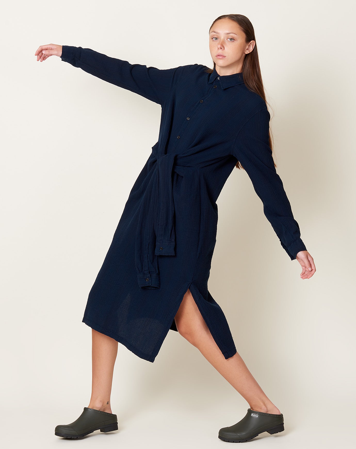 Henrik Vibskov Mars Shirt Dress in Indigo Stripes