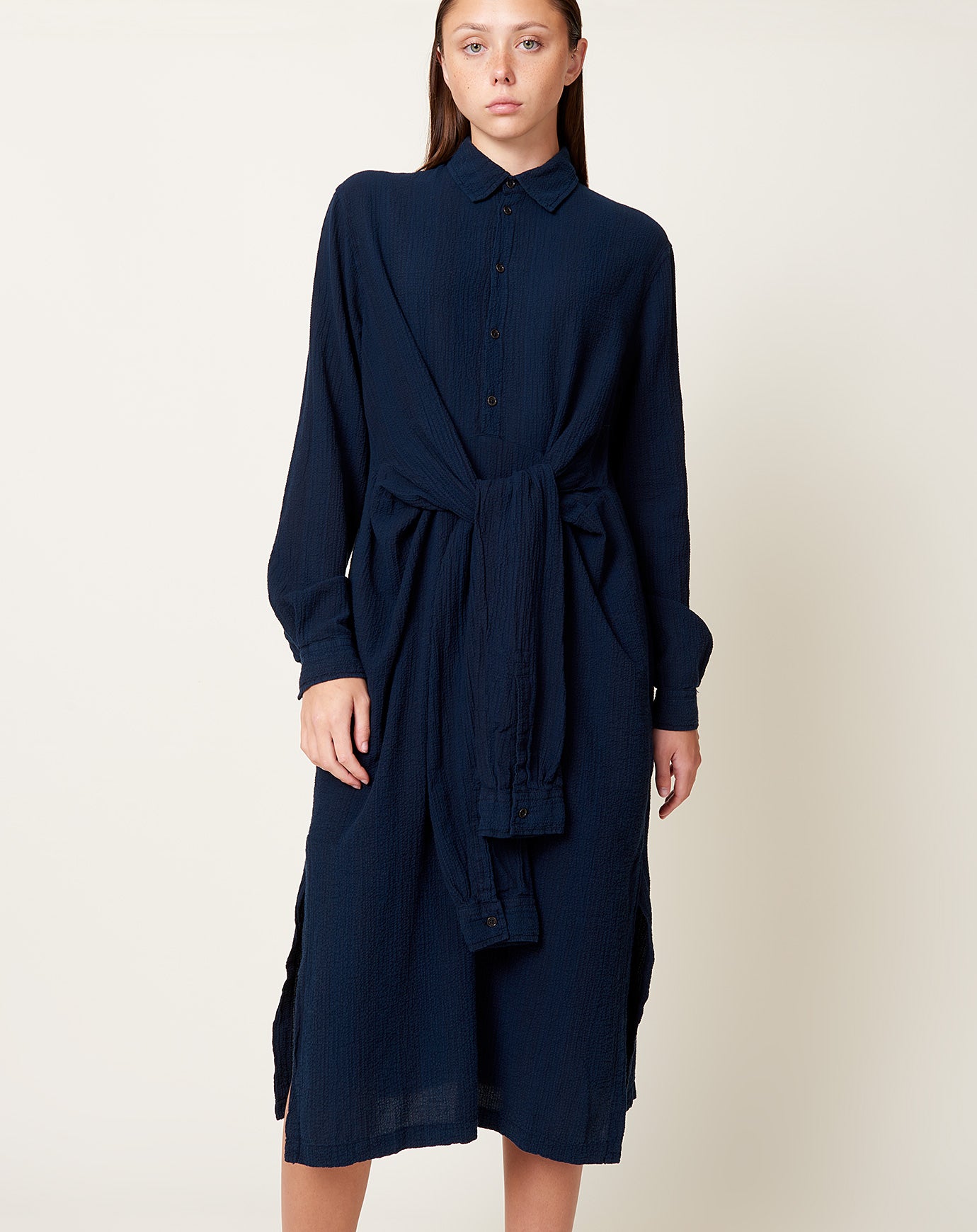 Henrik Vibskov Mars Shirt Dress in Indigo Stripes