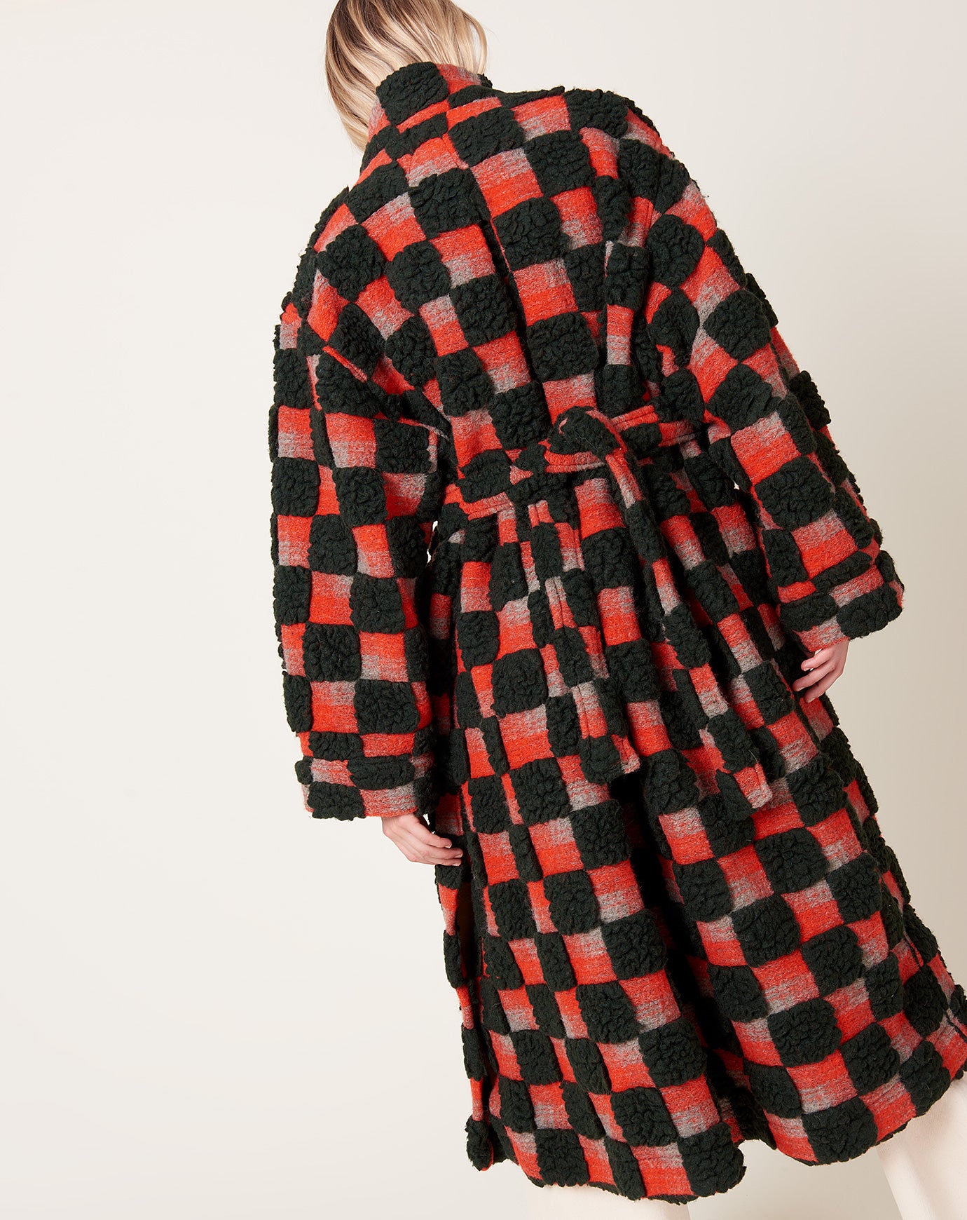 Henrik Vibskov Midnight Coat in Green & Orange Teddy Checks