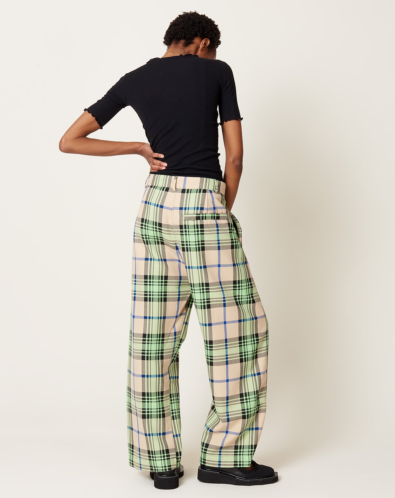 Henrik Vibskov Post Pant in Mint Beige Checks