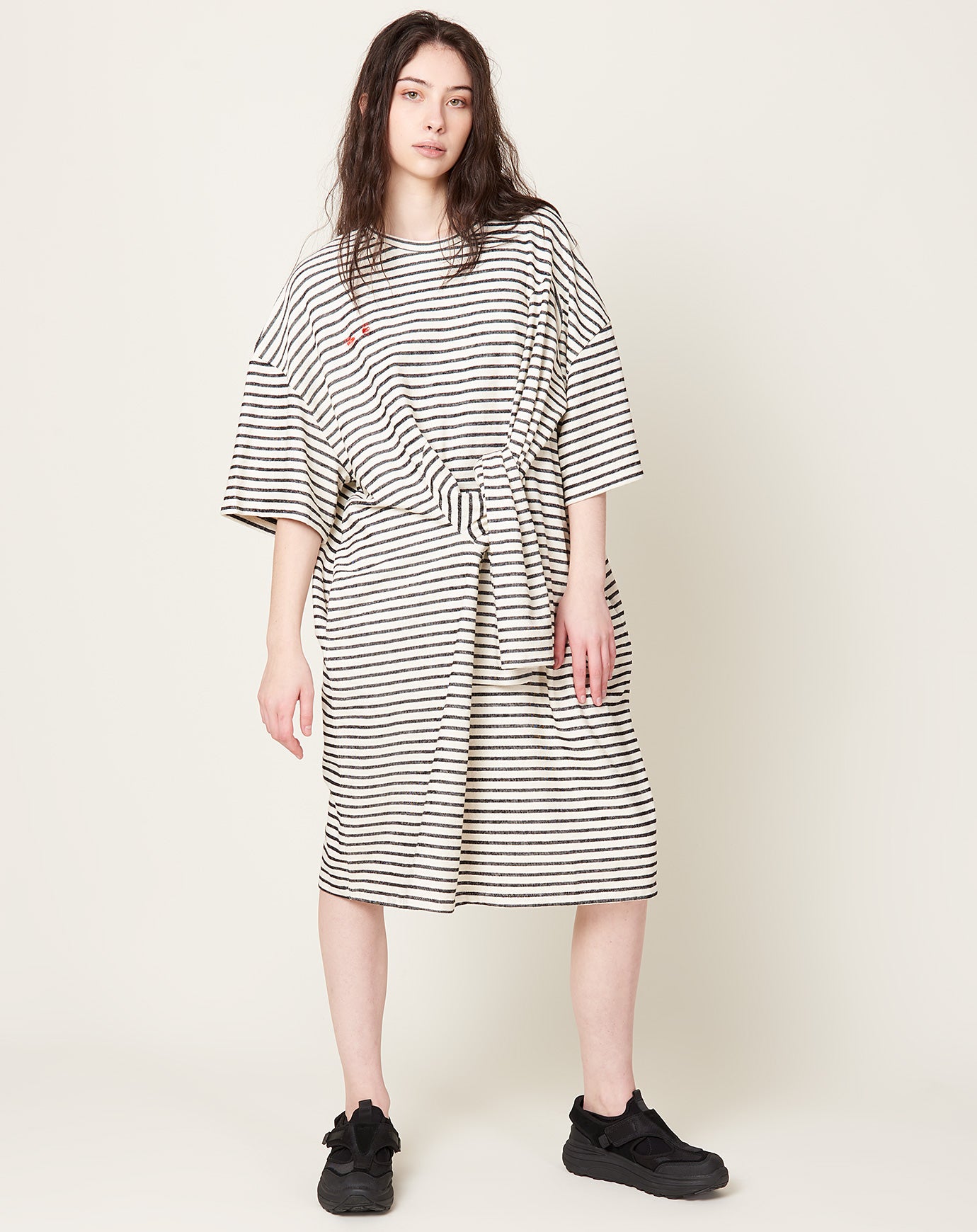 Henrik Vibskov Sleeve T-shirt Dress in Black & White Stripes