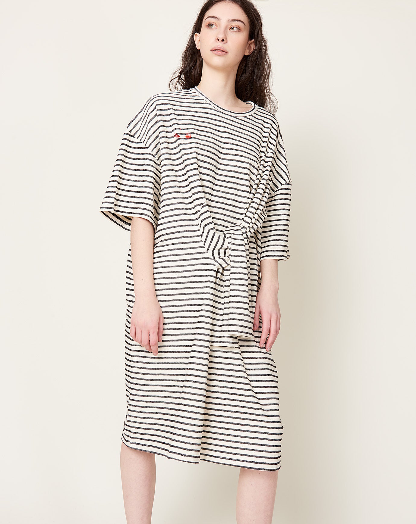 Henrik Vibskov Sleeve T-shirt Dress in Black & White Stripes