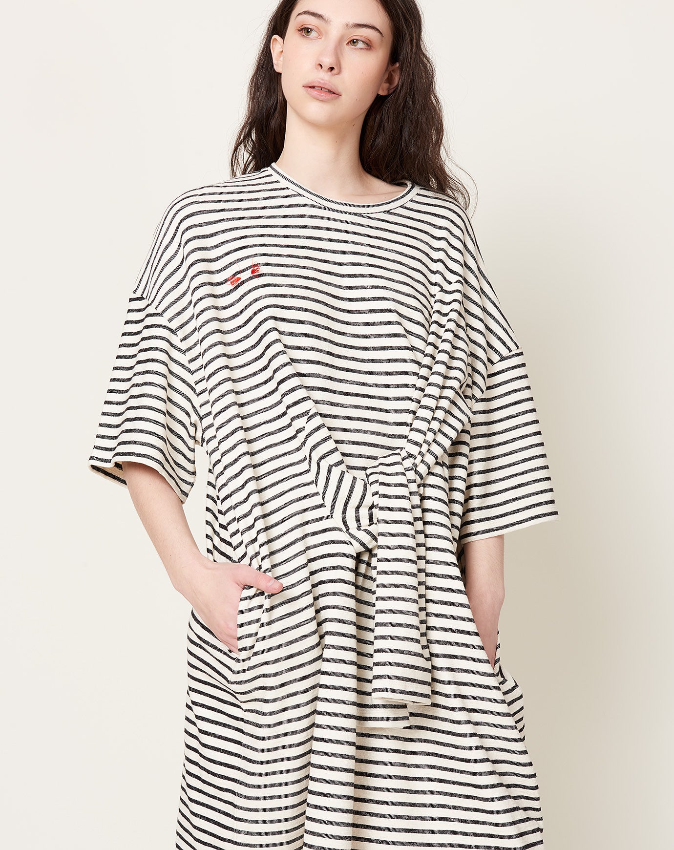 Henrik Vibskov Sleeve T-shirt Dress in Black & White Stripes